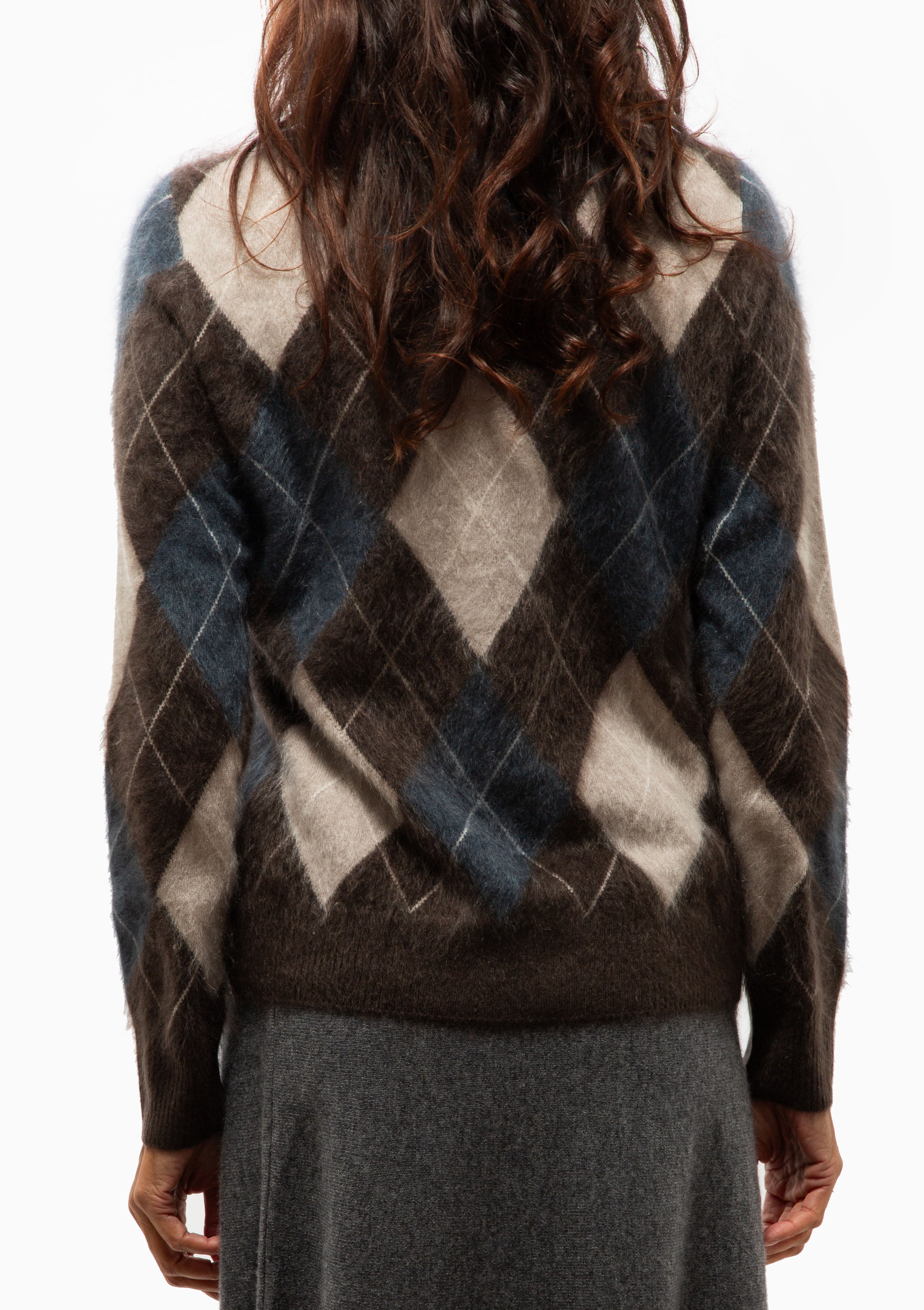 Margy Sweater | Wood Argyle Brushed