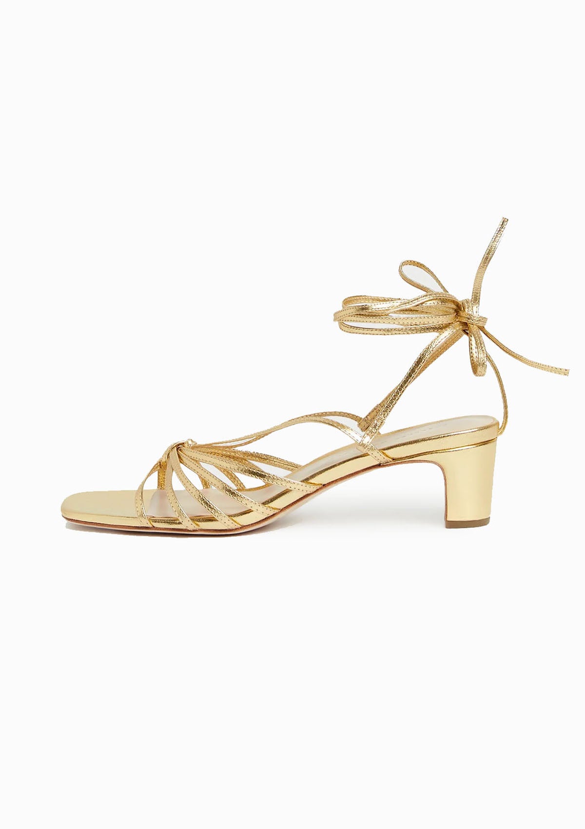 Lola Knot Lace-Up Mid Heel | Gold