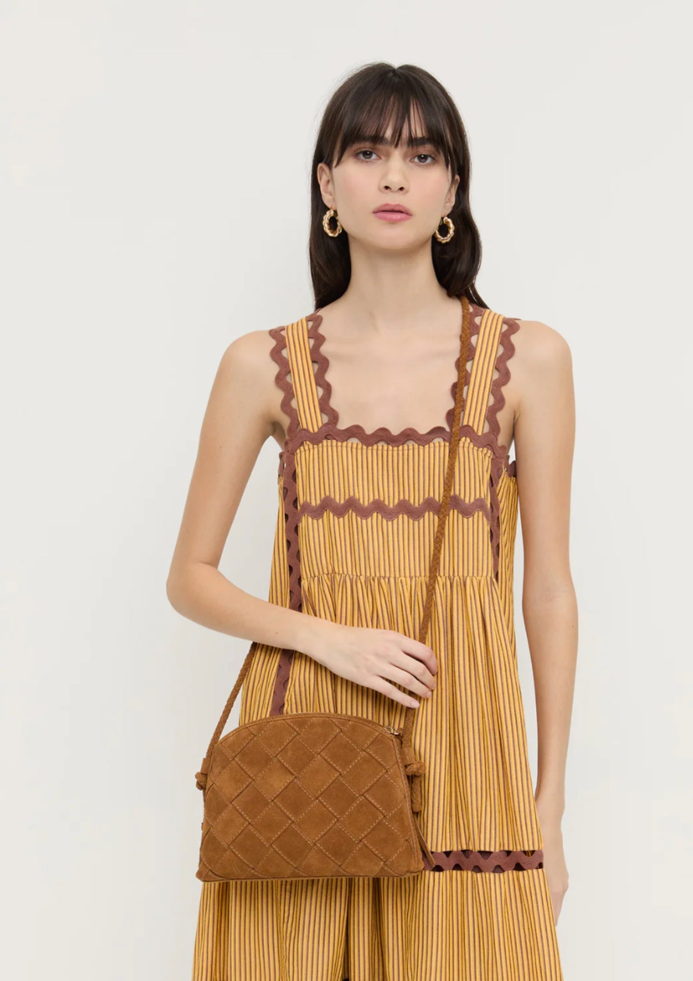 Loeffler Randall Mallory Woven Crossbody in Cacao available at Diani.