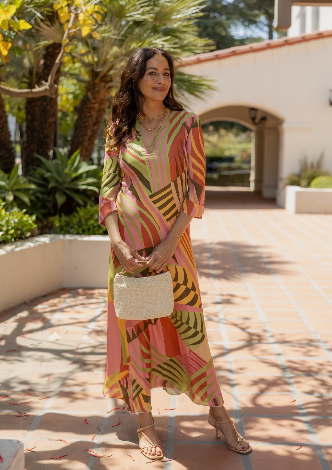 Tiara Dress In Pagoda Print | Pink