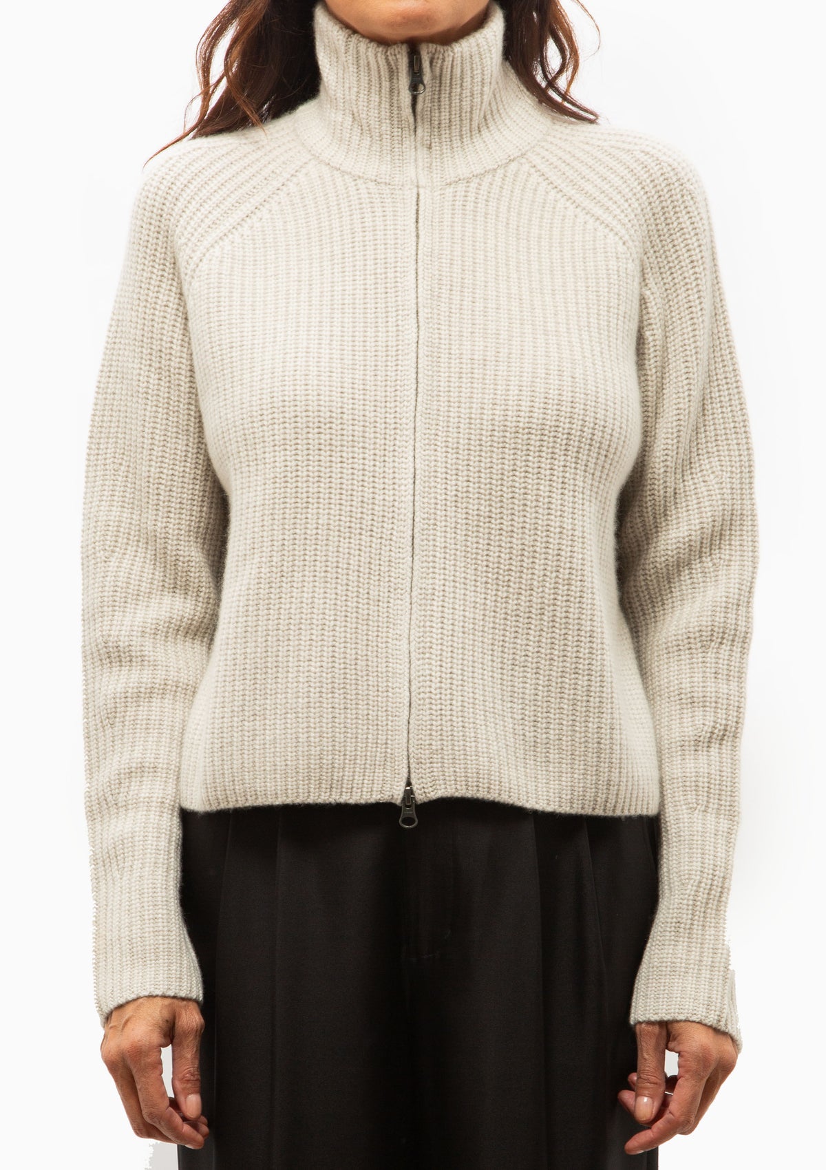 Sadie Zip Cardigan | Oyster