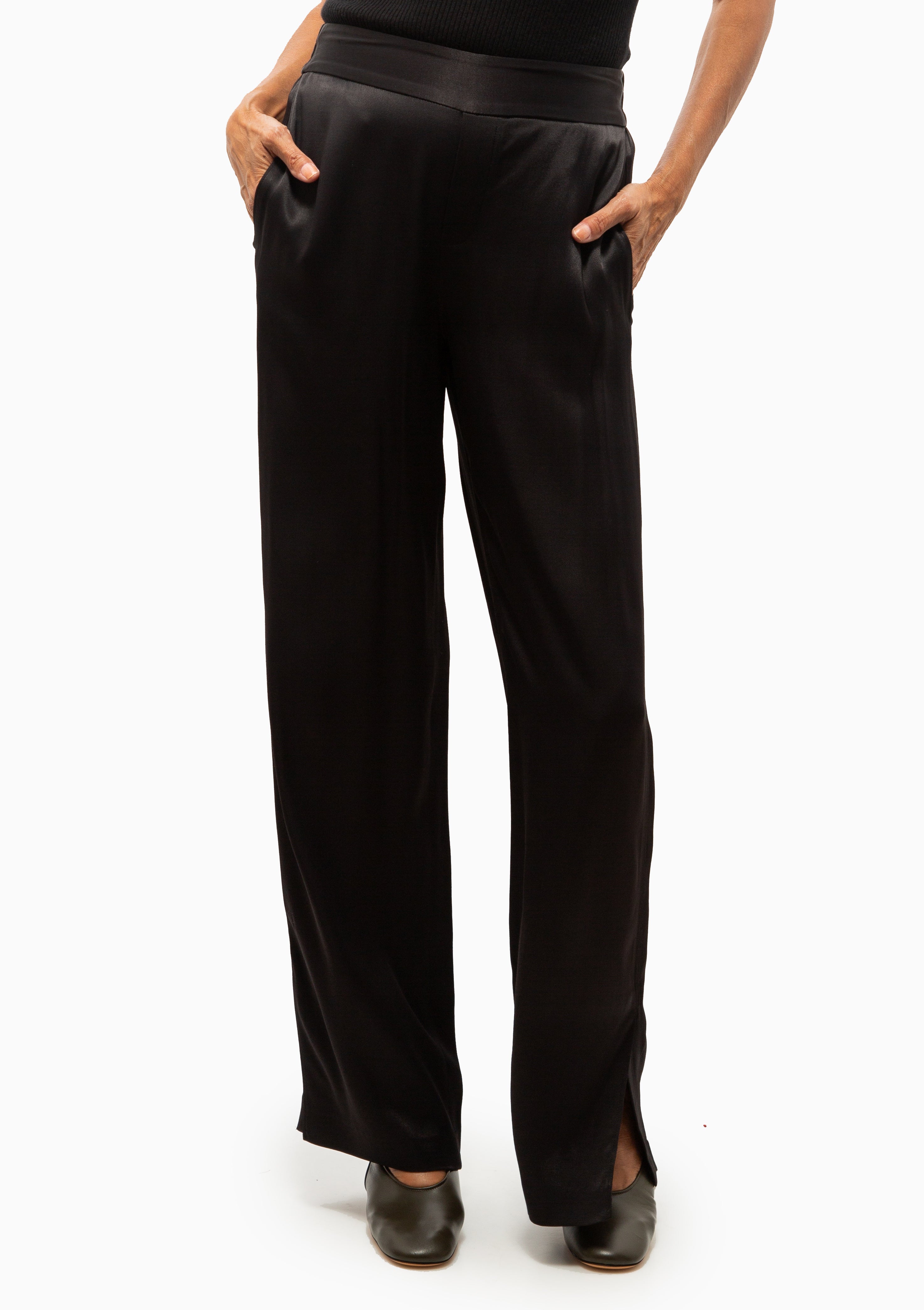 Straight Leg Trousers | Black