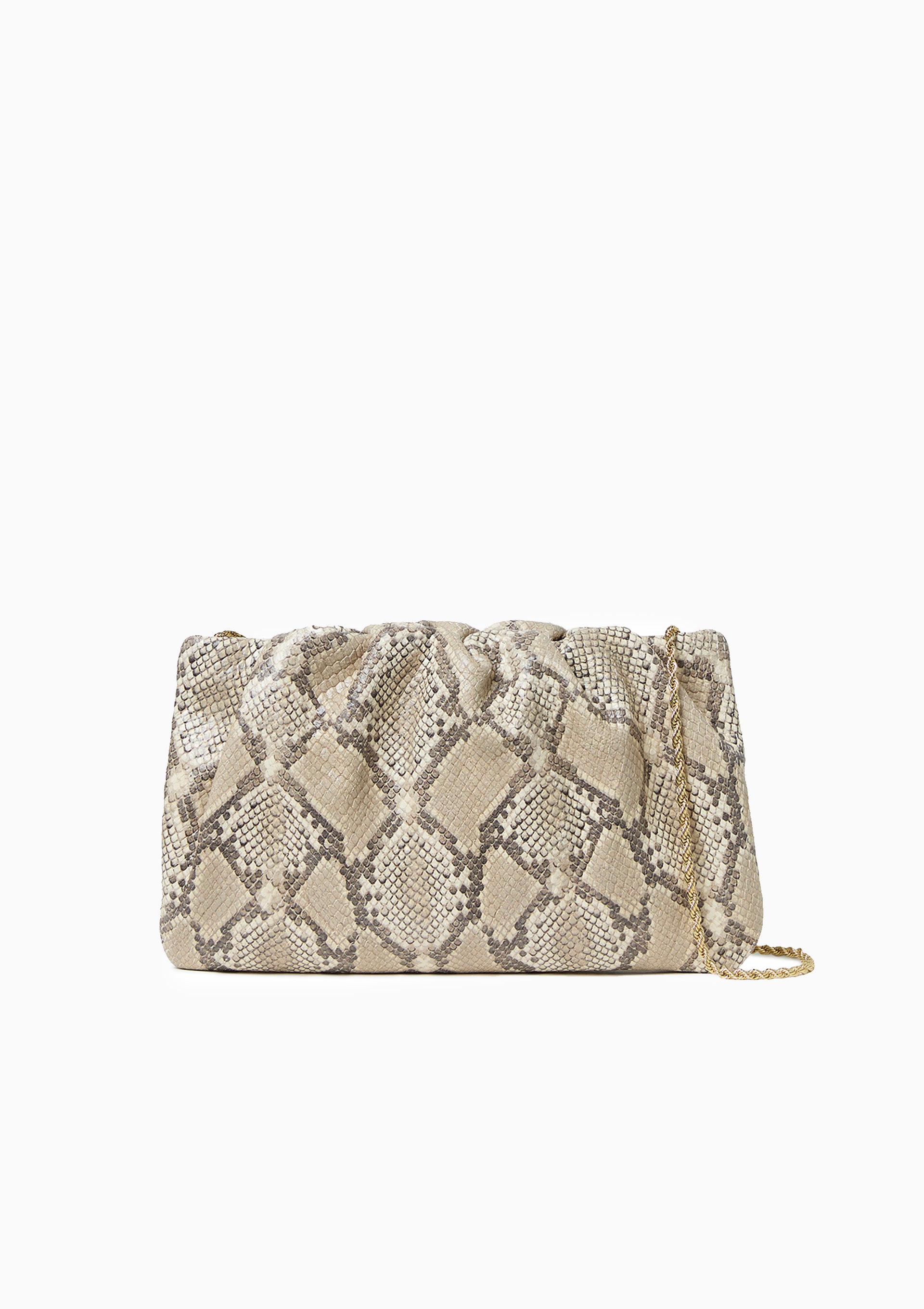 Serena Gathered Clutch | Natural Snake