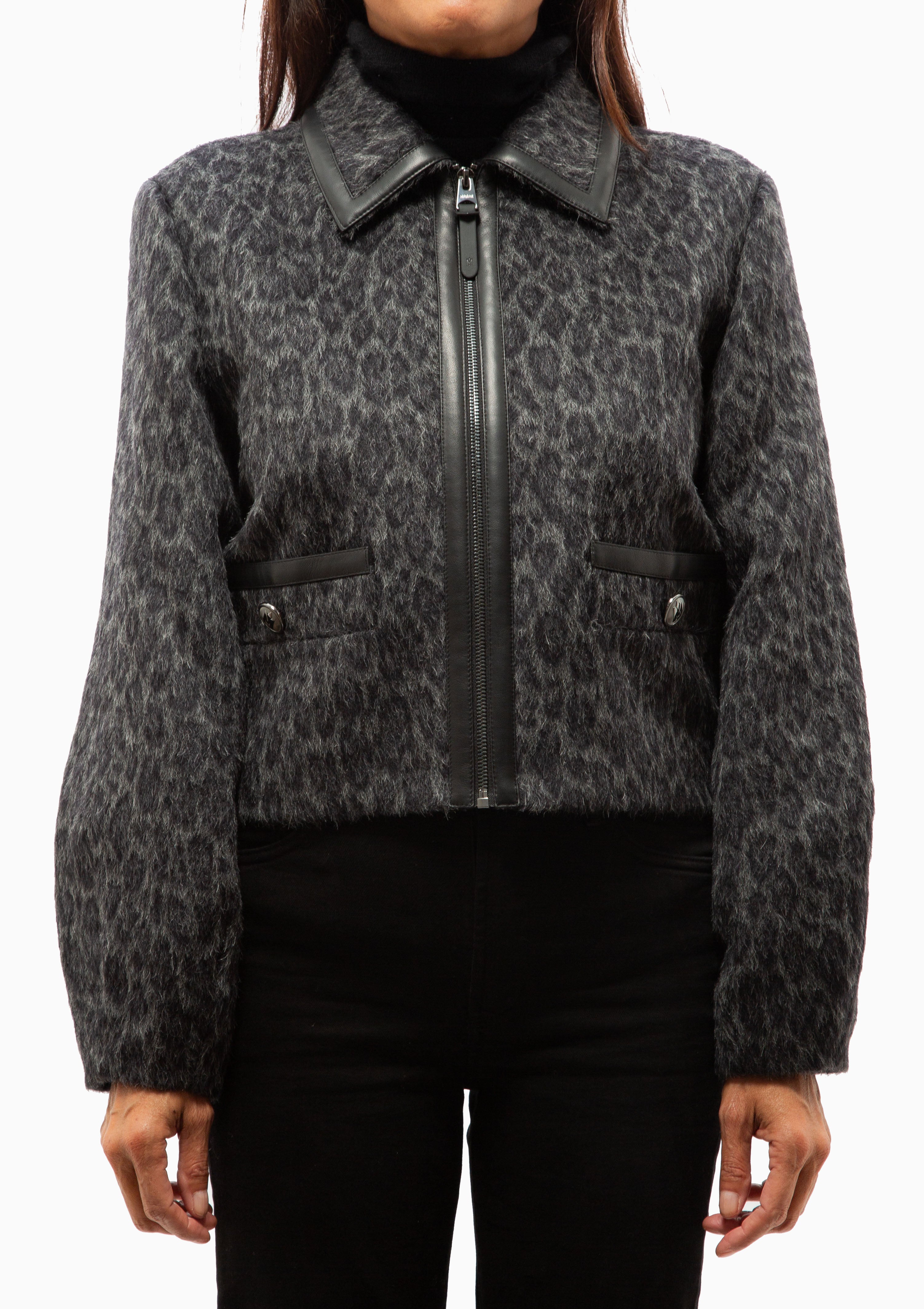 Lorah Cropped Leather Jacket | Black Multi