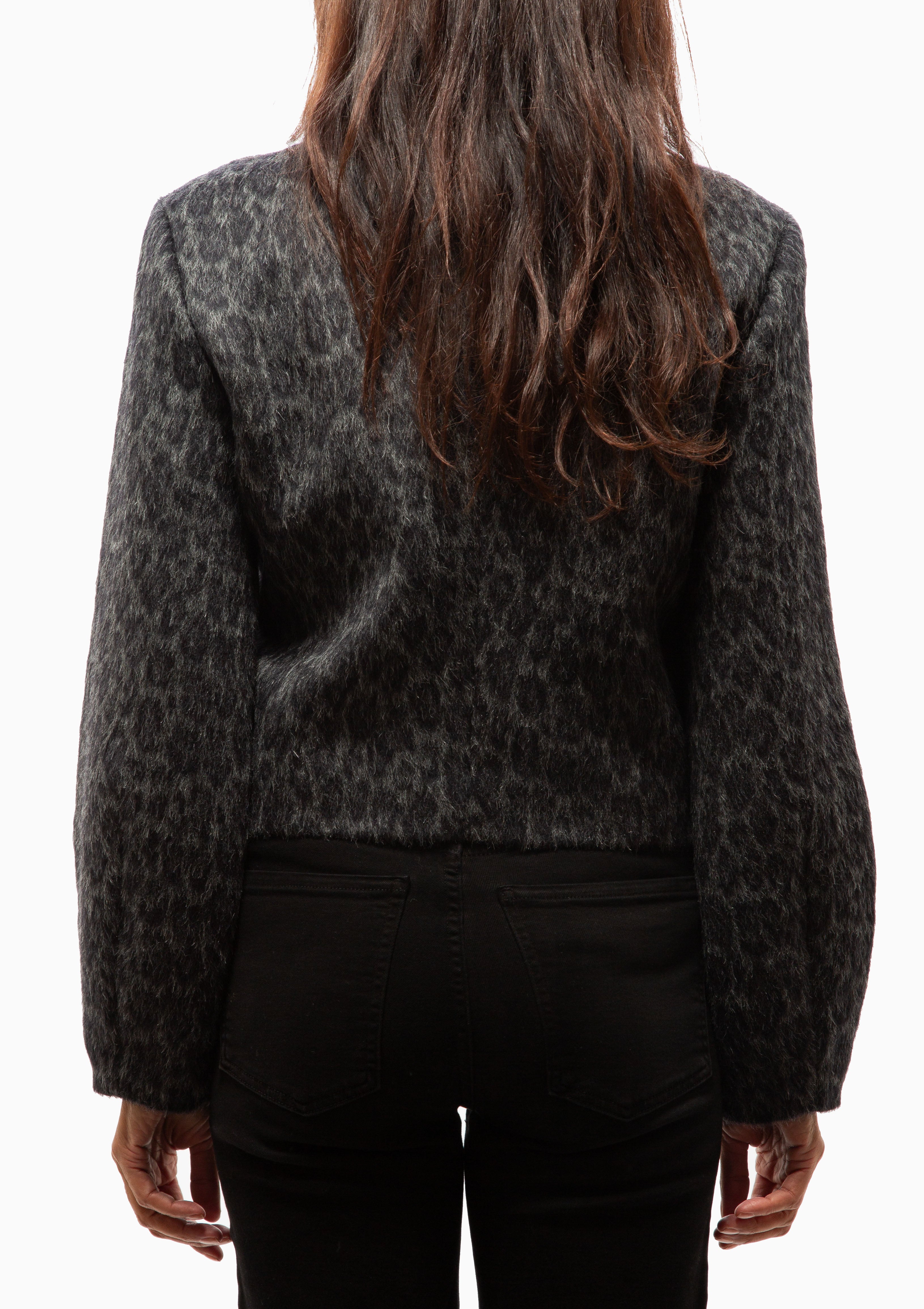 Lorah Cropped Leather Jacket | Black Multi