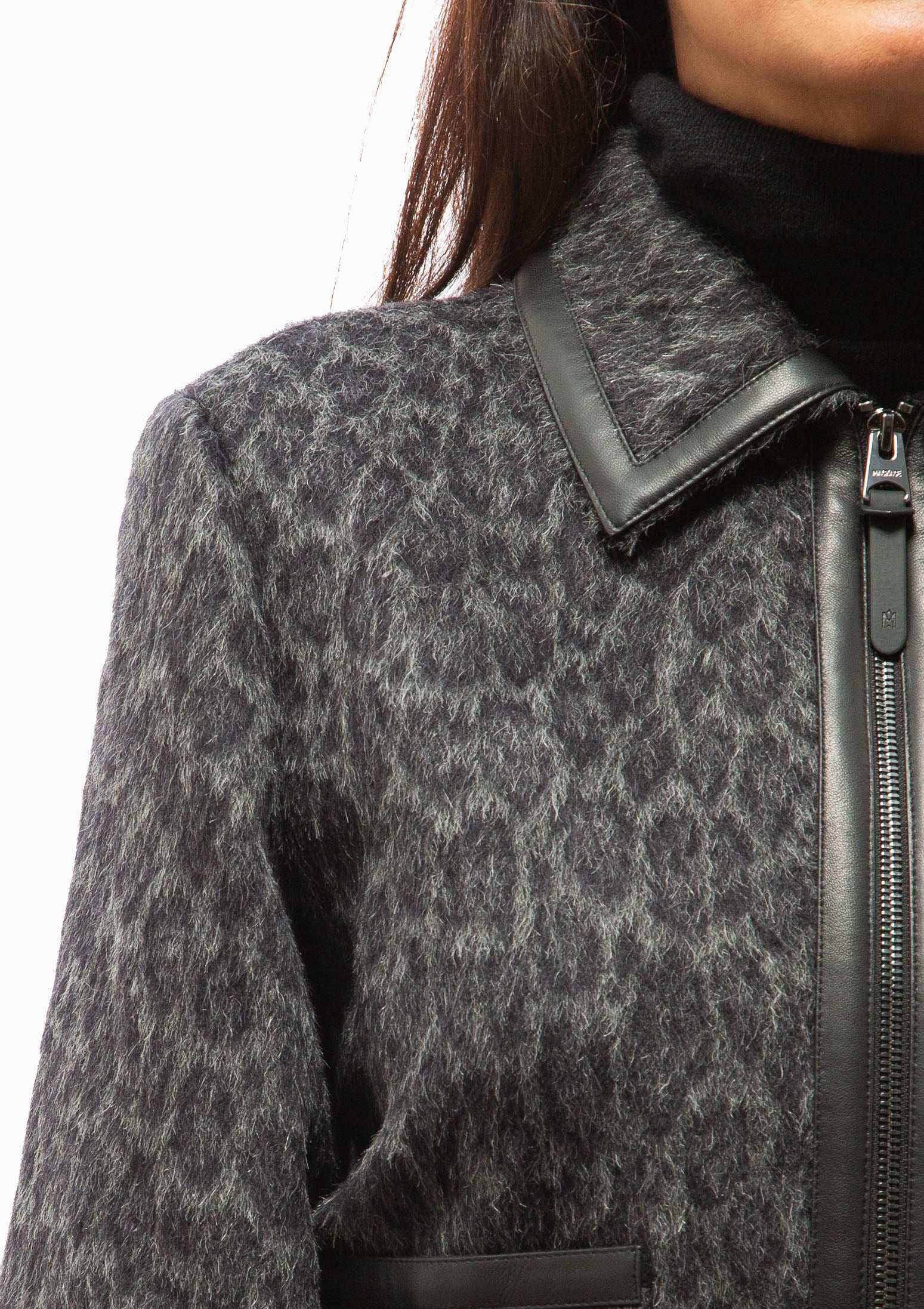 Lorah Cropped Leather Jacket | Black Multi