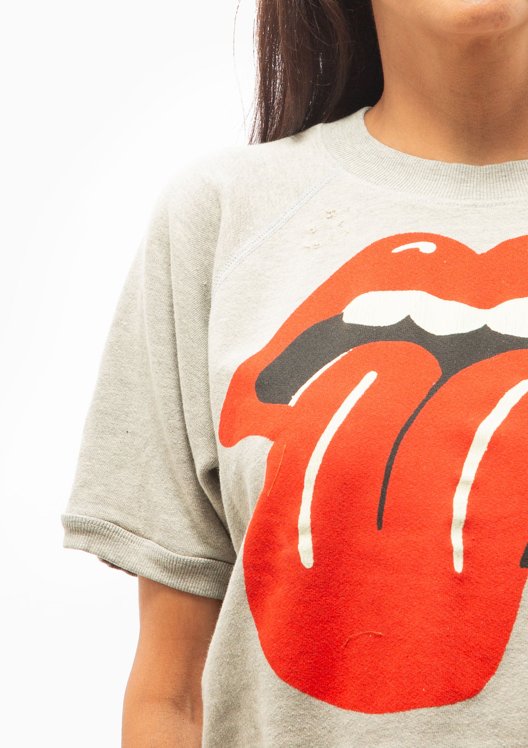 Rolling Stones Destroyed Short Sleeve Sweatshirt | Heather