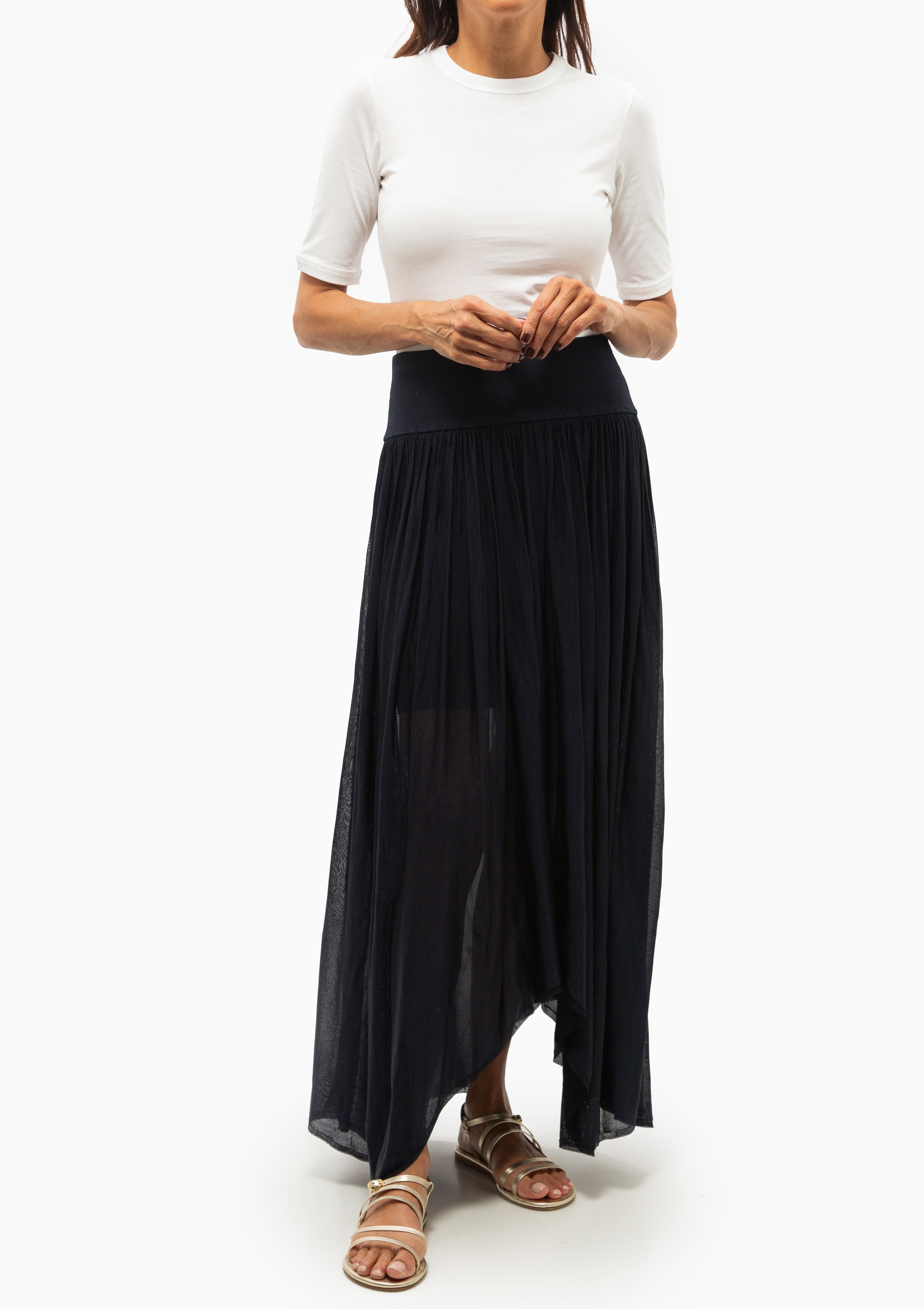 Wave Midi Skirt | Navy Blue