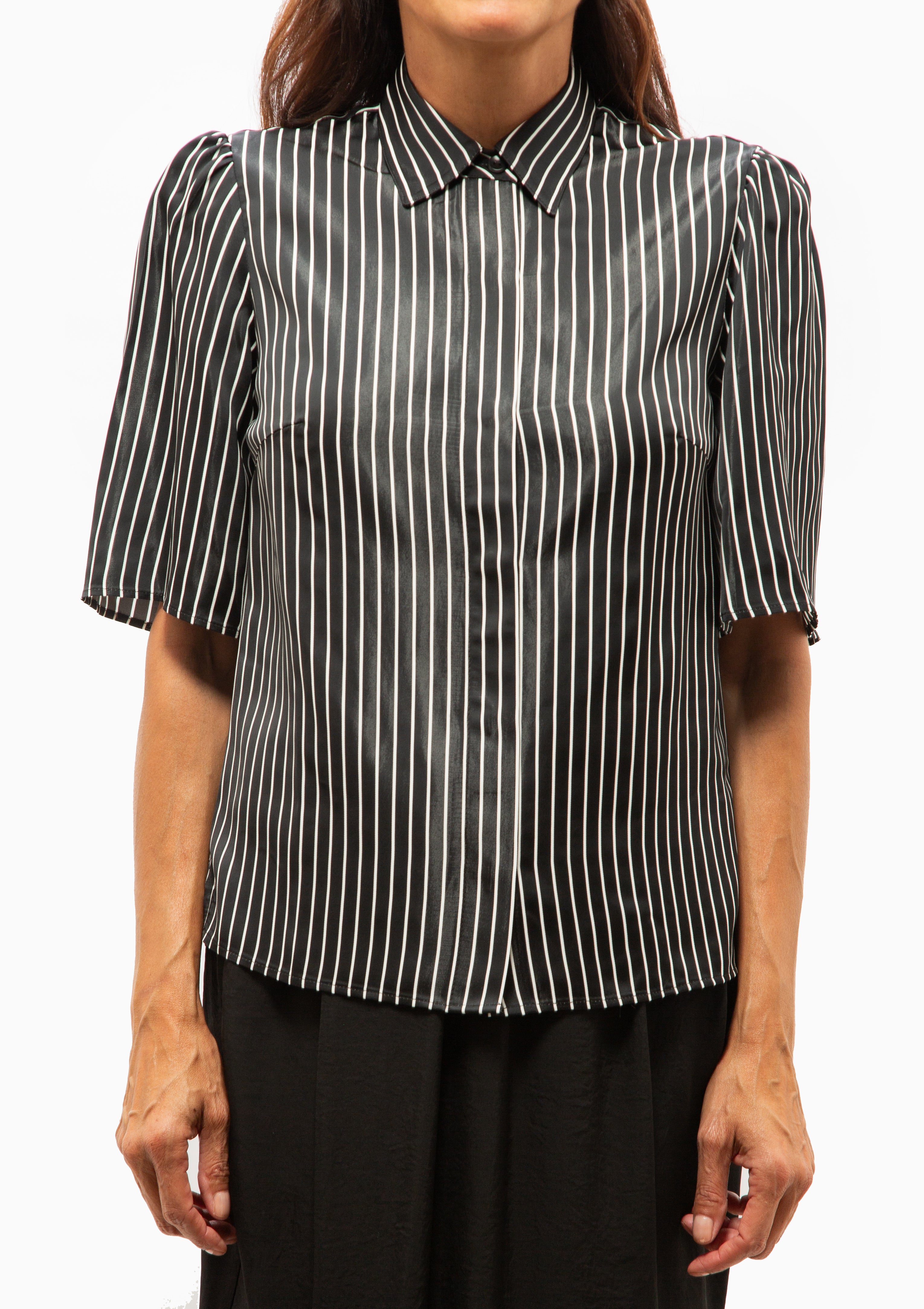 Bell Sleeve Blouse | Black Stripe