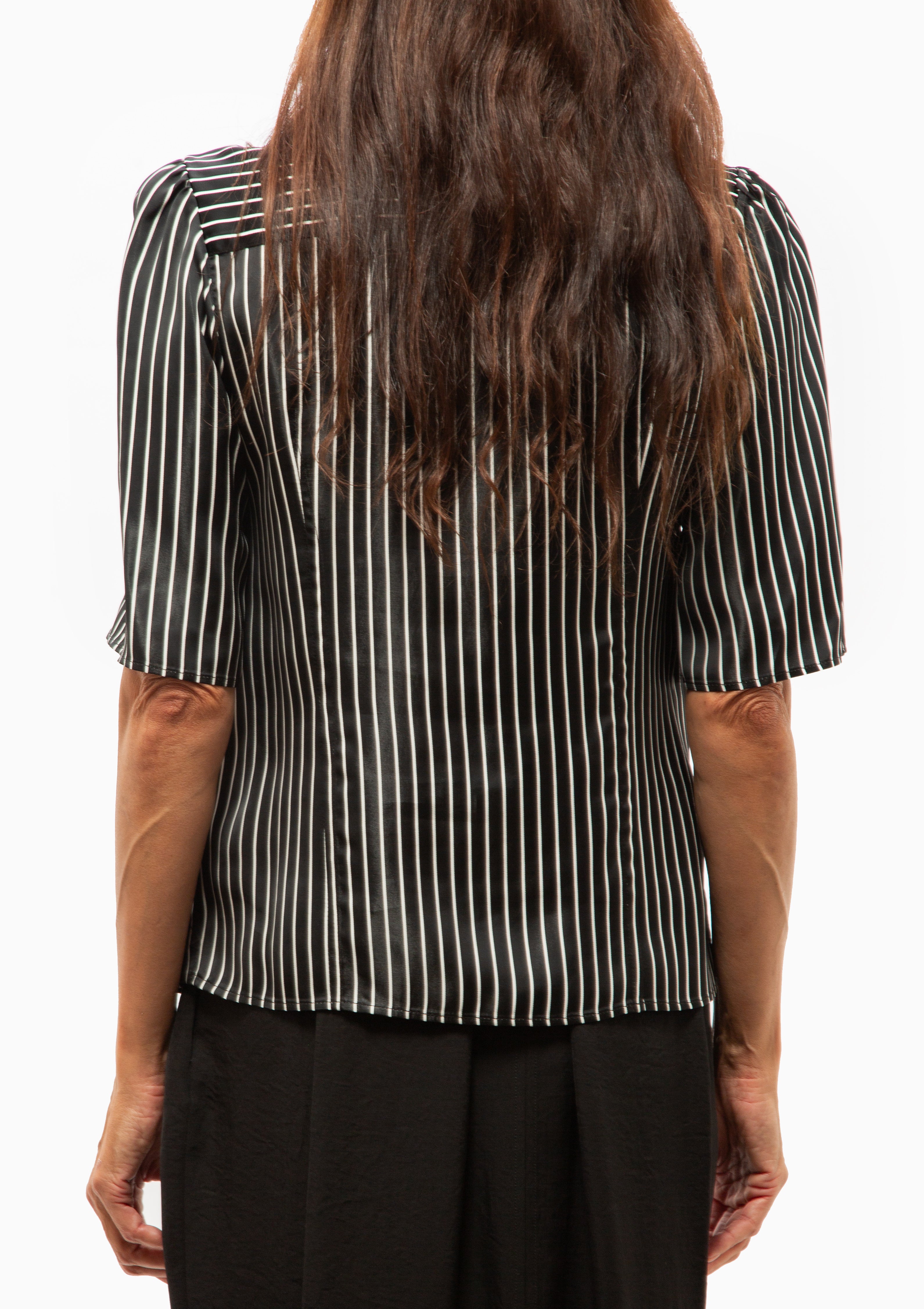 Bell Sleeve Blouse | Black Stripe