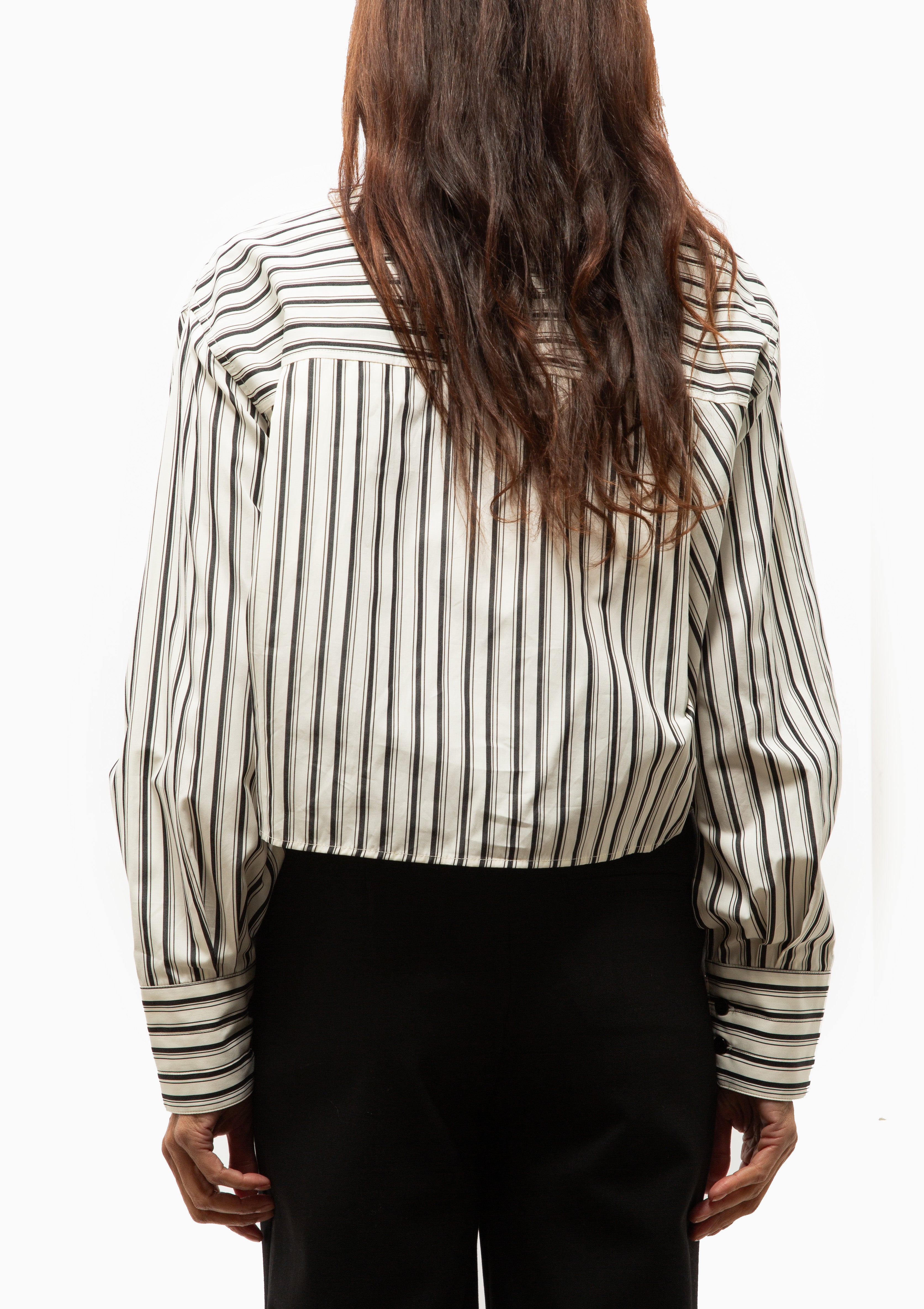 Cropped Shirt | Ivory Stripe