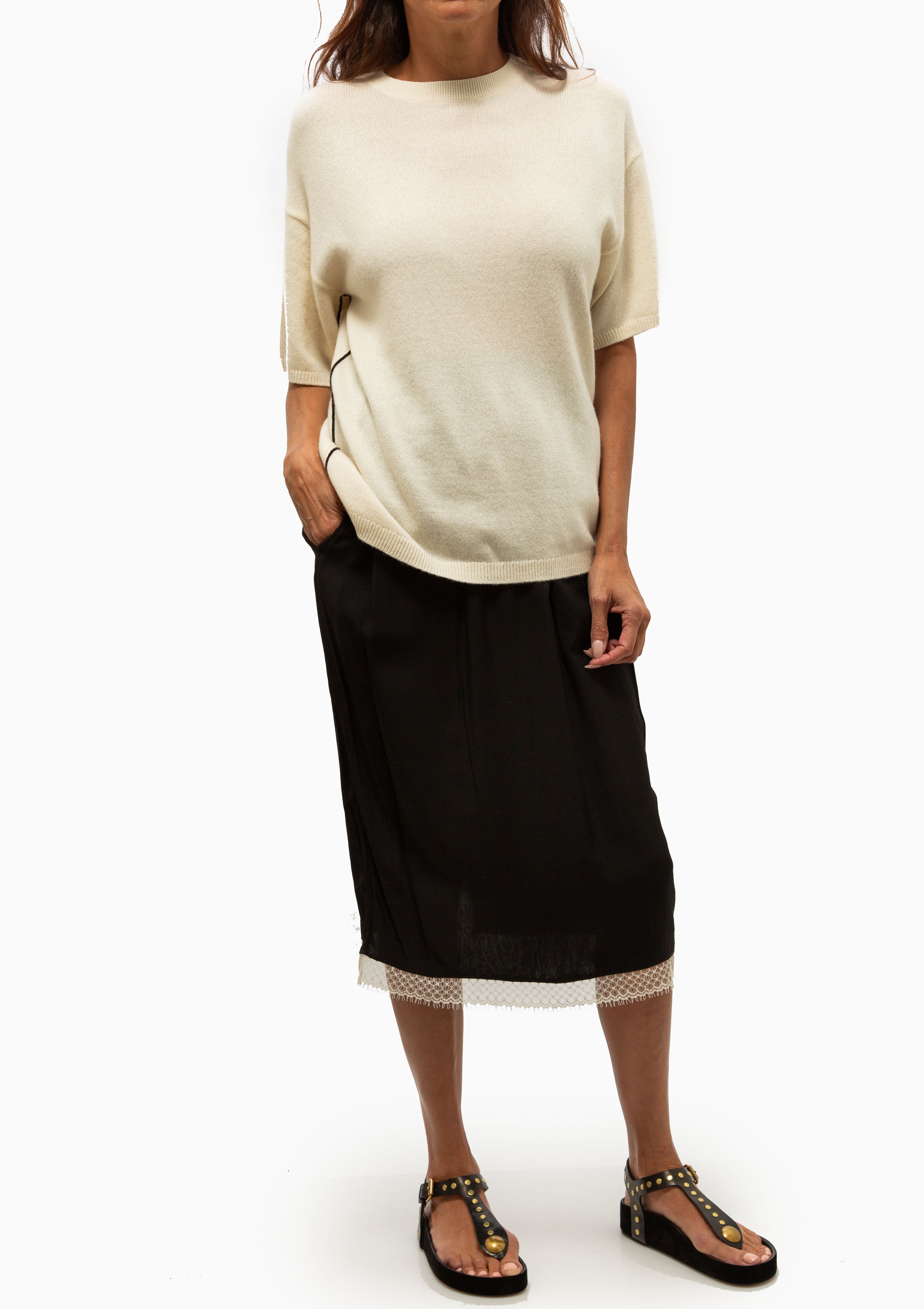 Drop Shoulder T-Shirt | Ivory