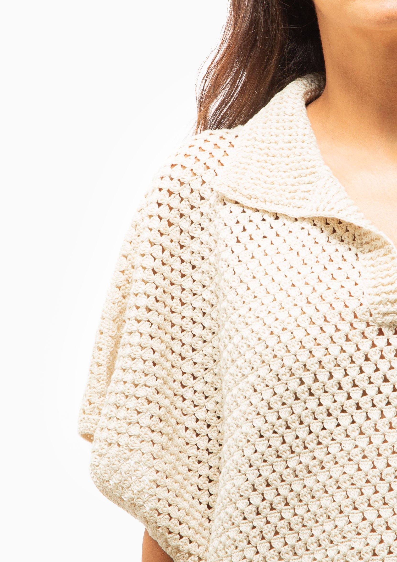 Hand Crochet Cape Polo | Champagne