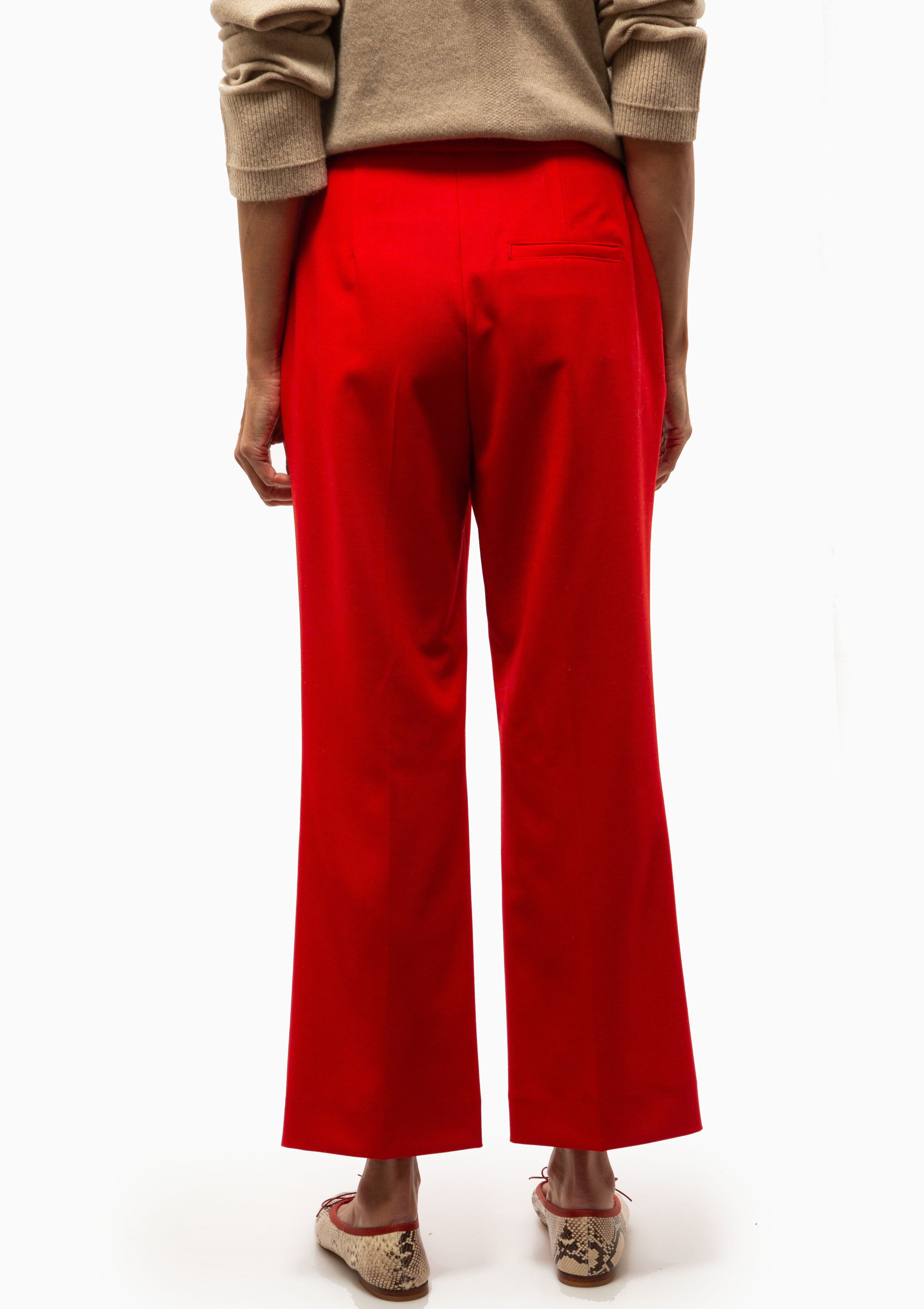 High Waisted Crop Trouser | Carmine Red