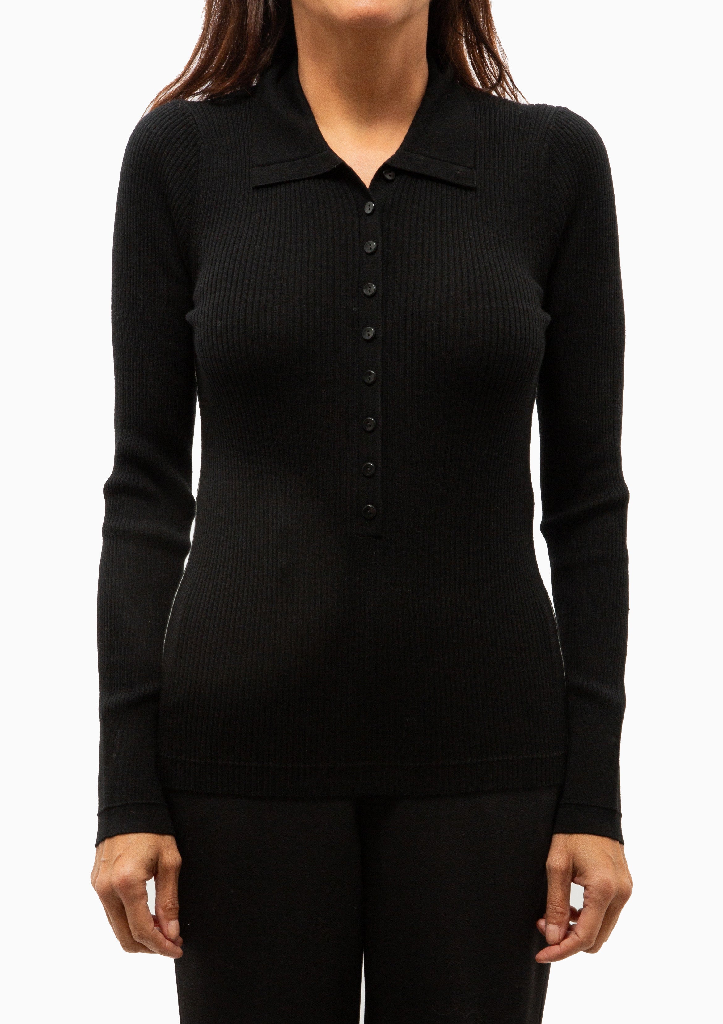 Tiny Button Polo | Black