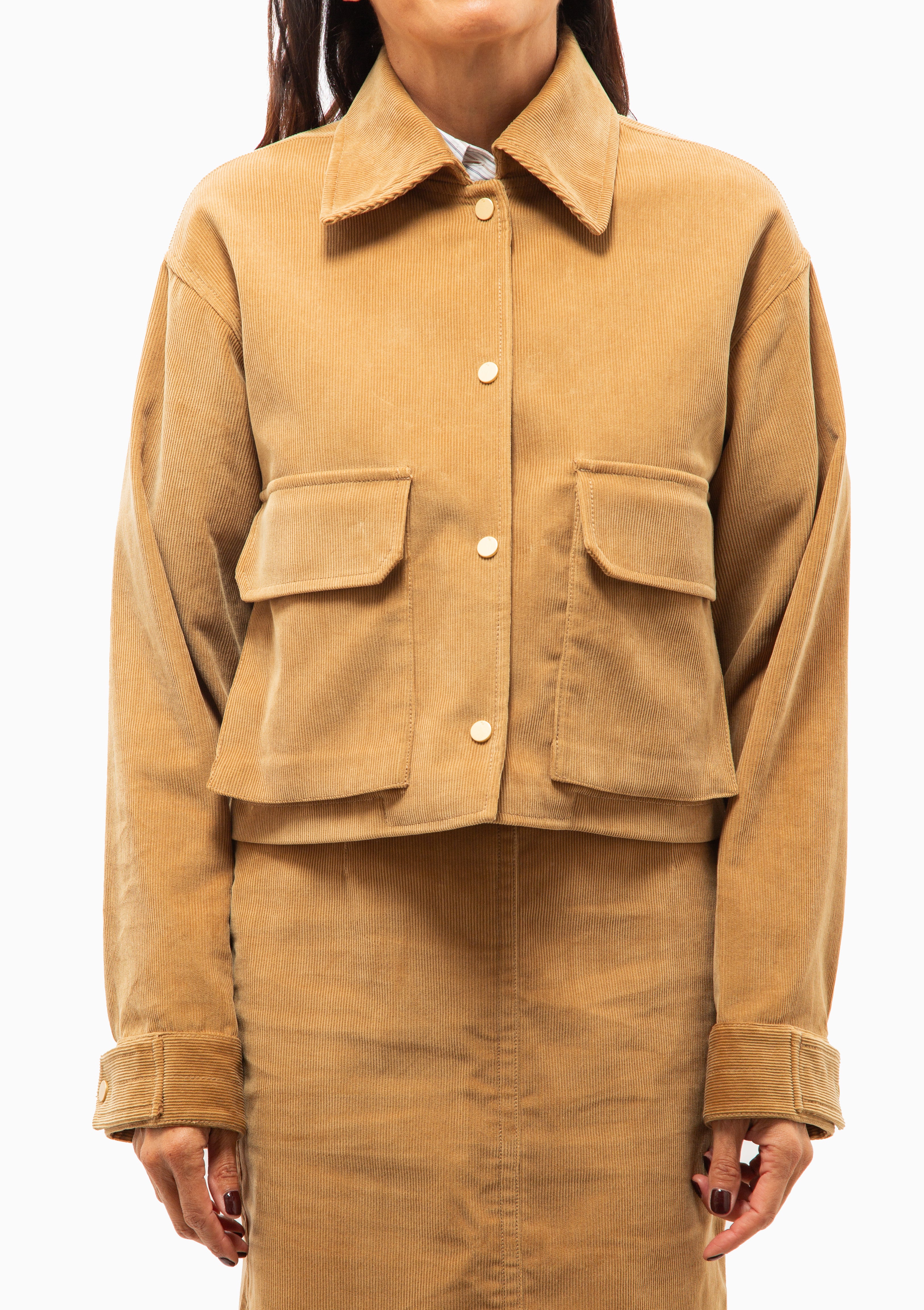 Cropped A-Line Jacket | Caramel