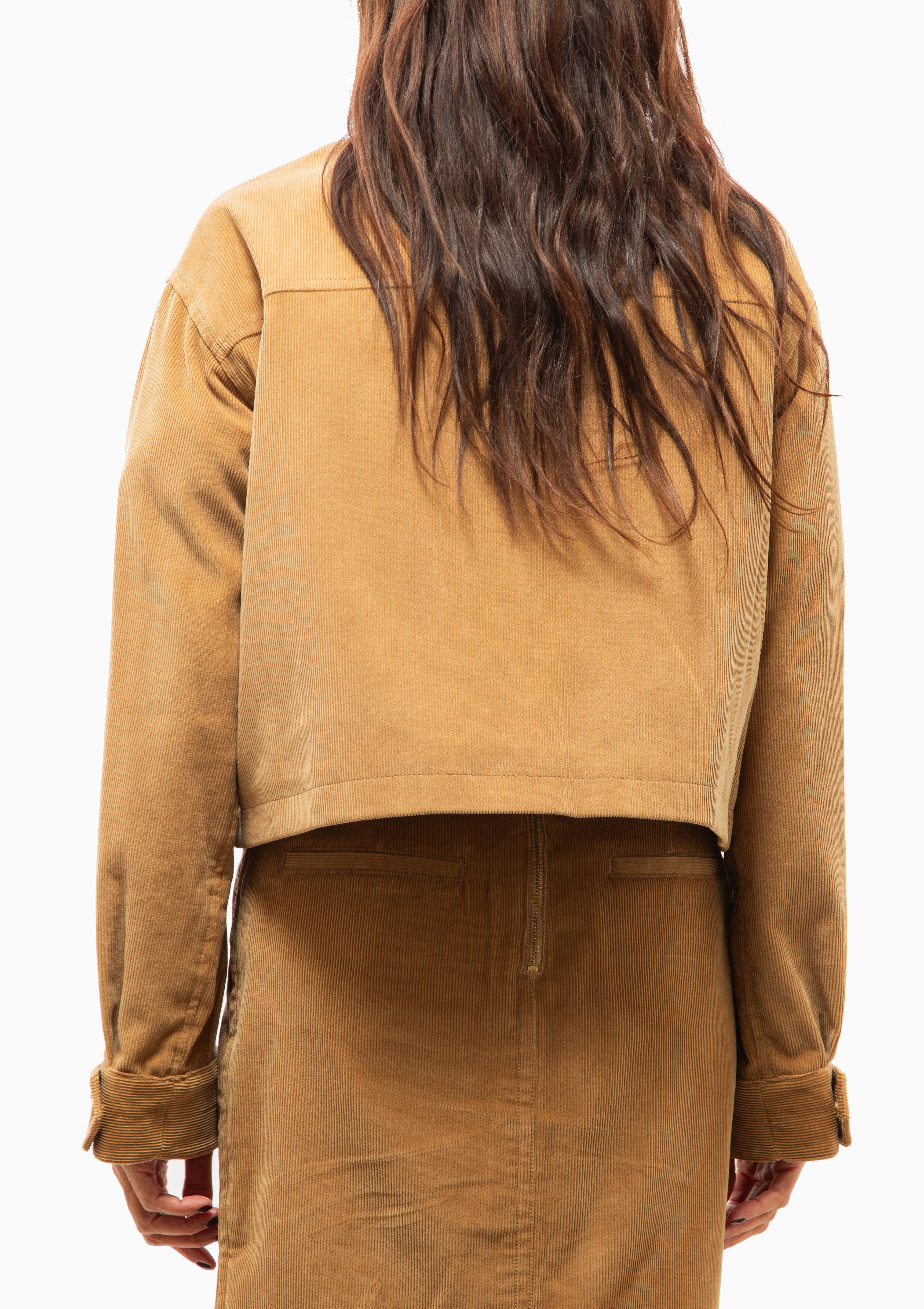 Cropped A-Line Jacket | Caramel