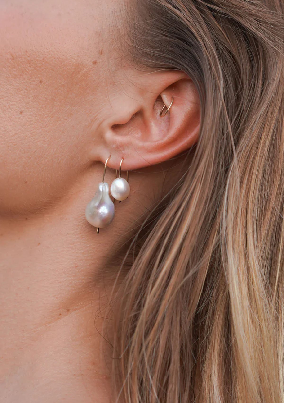 Petite Baroque Pearl Drop Earrings | White