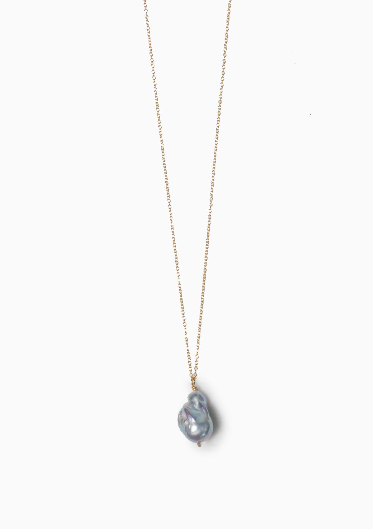 Baroque Pearl Drop 28" Necklace | Silver
