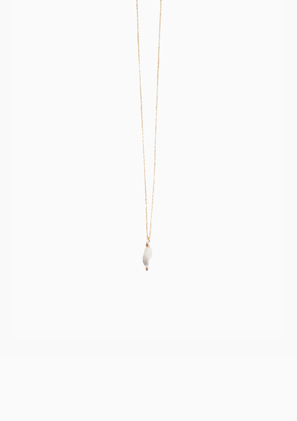 Petite Baroque Pearl Drop 16" Necklace | White