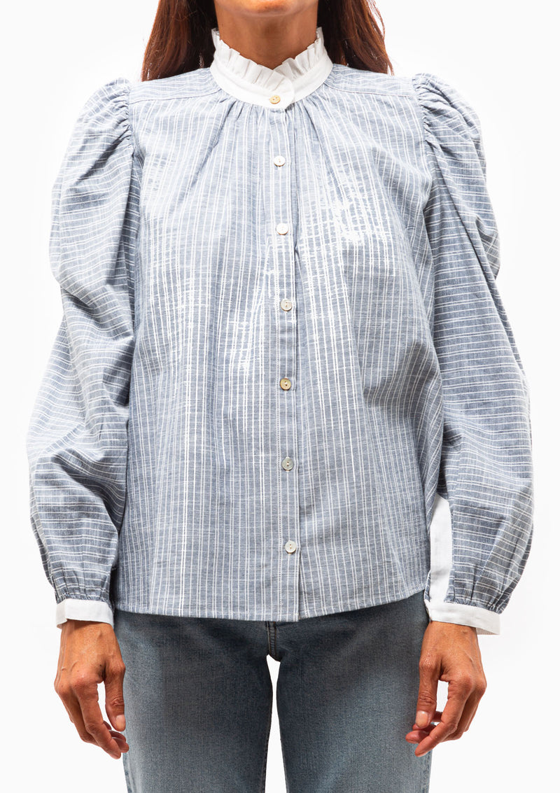 Annabel Chambray Stripe Shirt | Blue Chambray