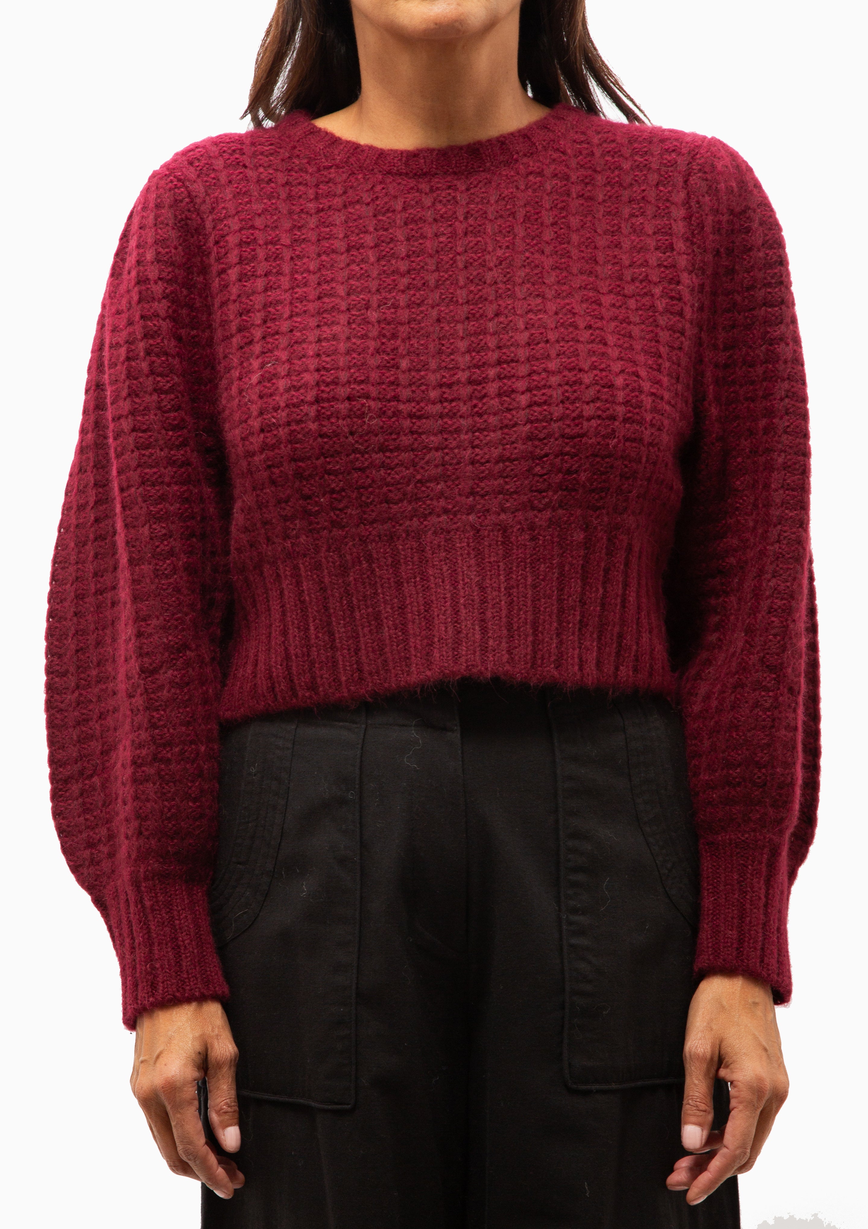 Valmorel Puff Sleeve Pullover | Black Cherry