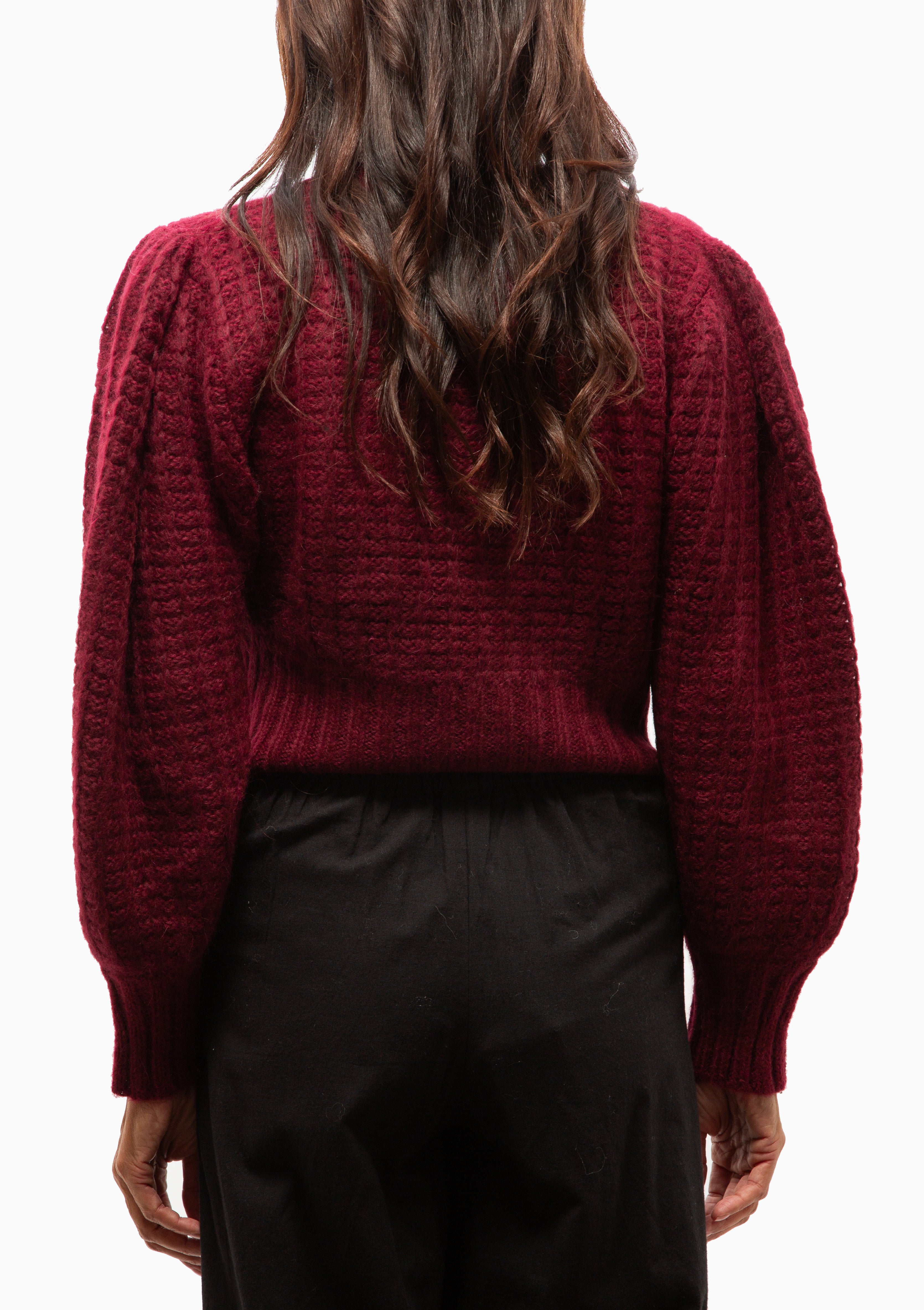 Valmorel Puff Sleeve Pullover | Black Cherry