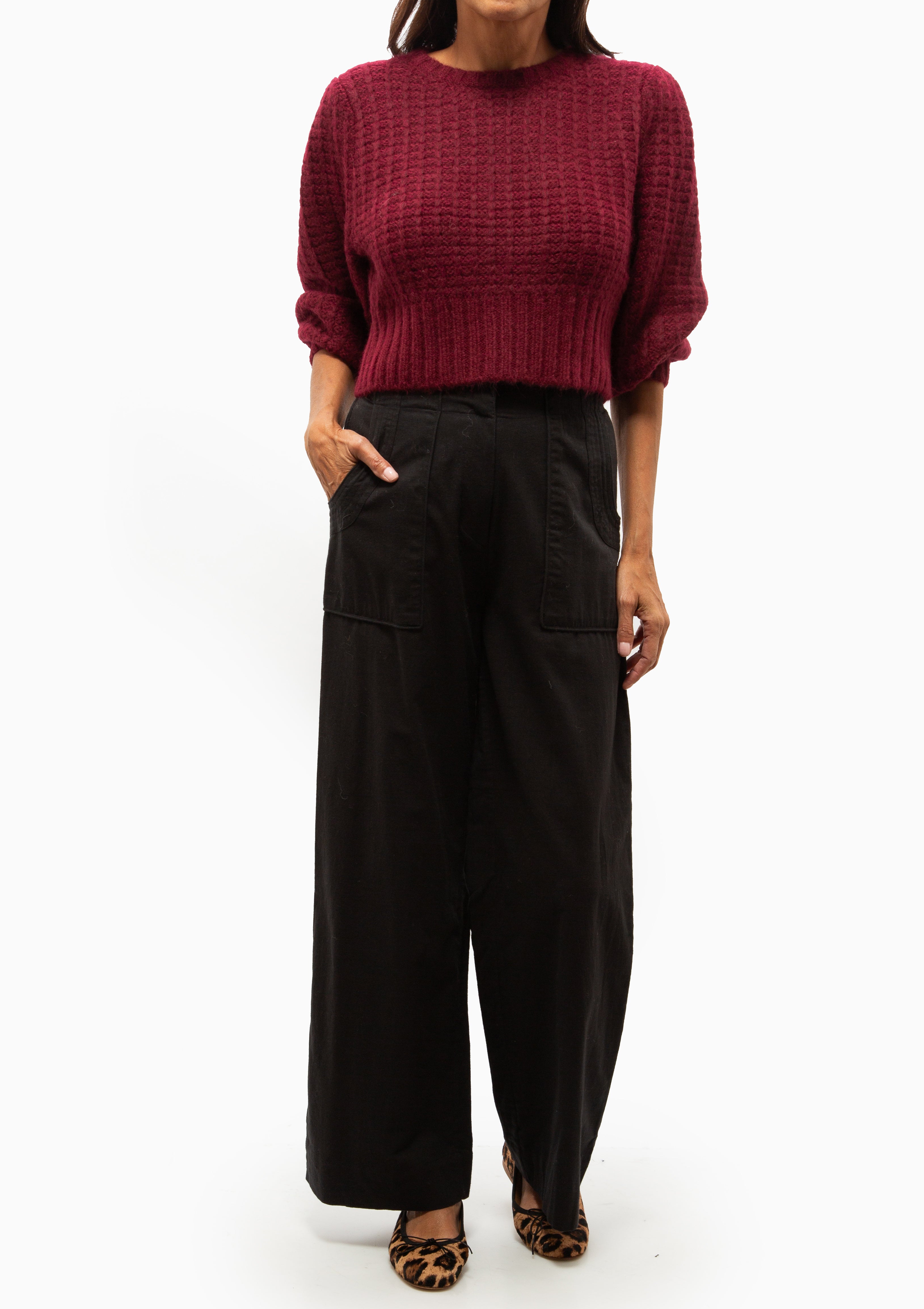 Valmorel Puff Sleeve Pullover | Black Cherry