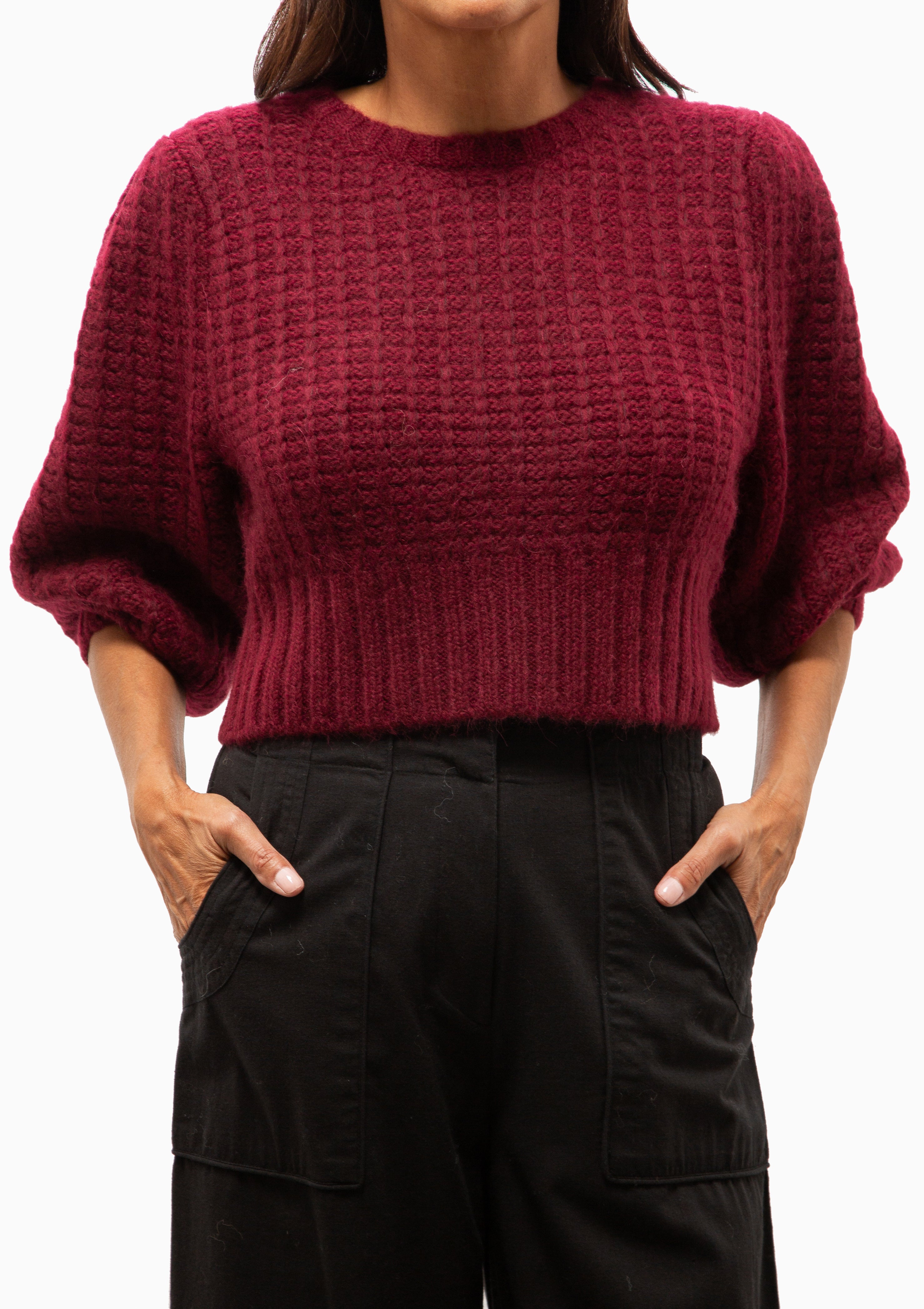 Valmorel Puff Sleeve Pullover | Black Cherry