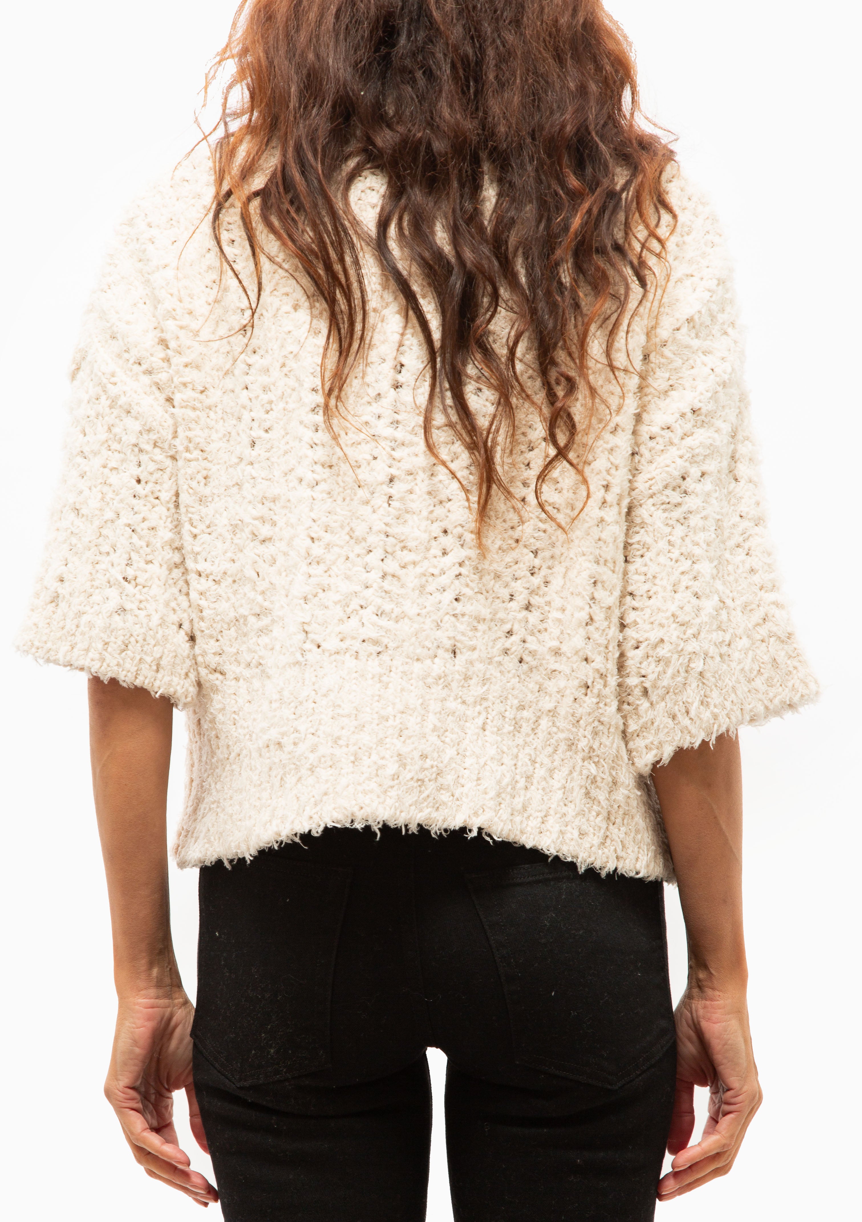 Clara Buttoned Knit Polo | Ivory