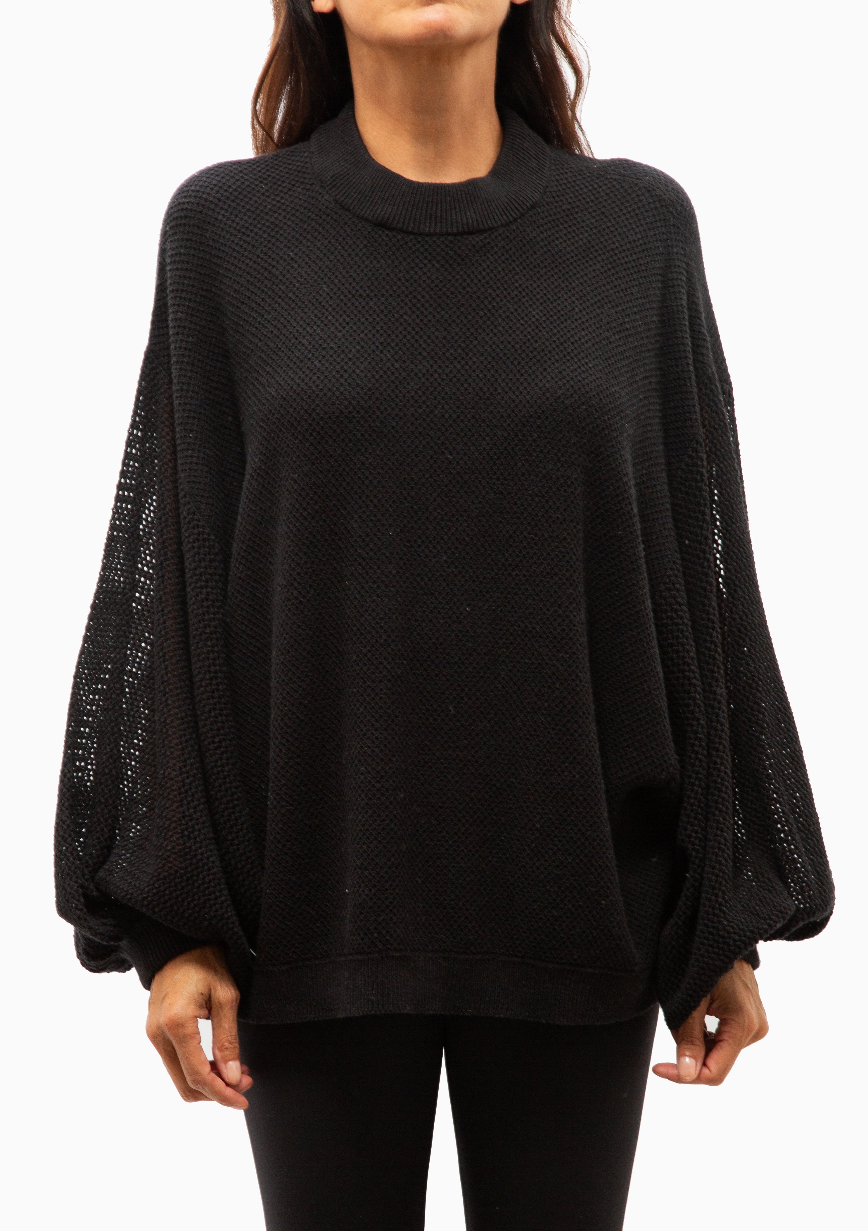 Bonnie Crochet Hood Jumper | Black