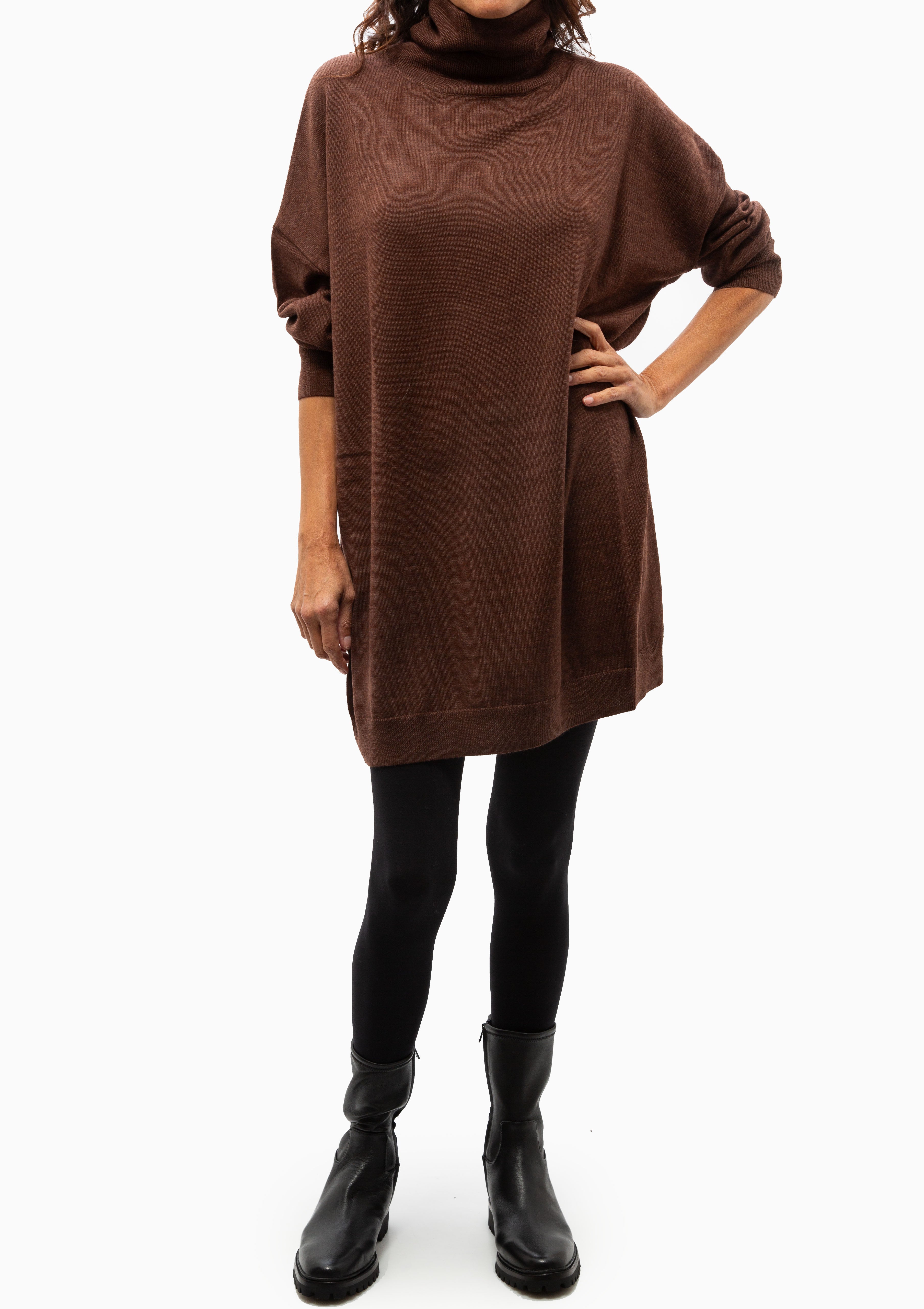 Milo High Neck Mini Dress | Cocoa Brown