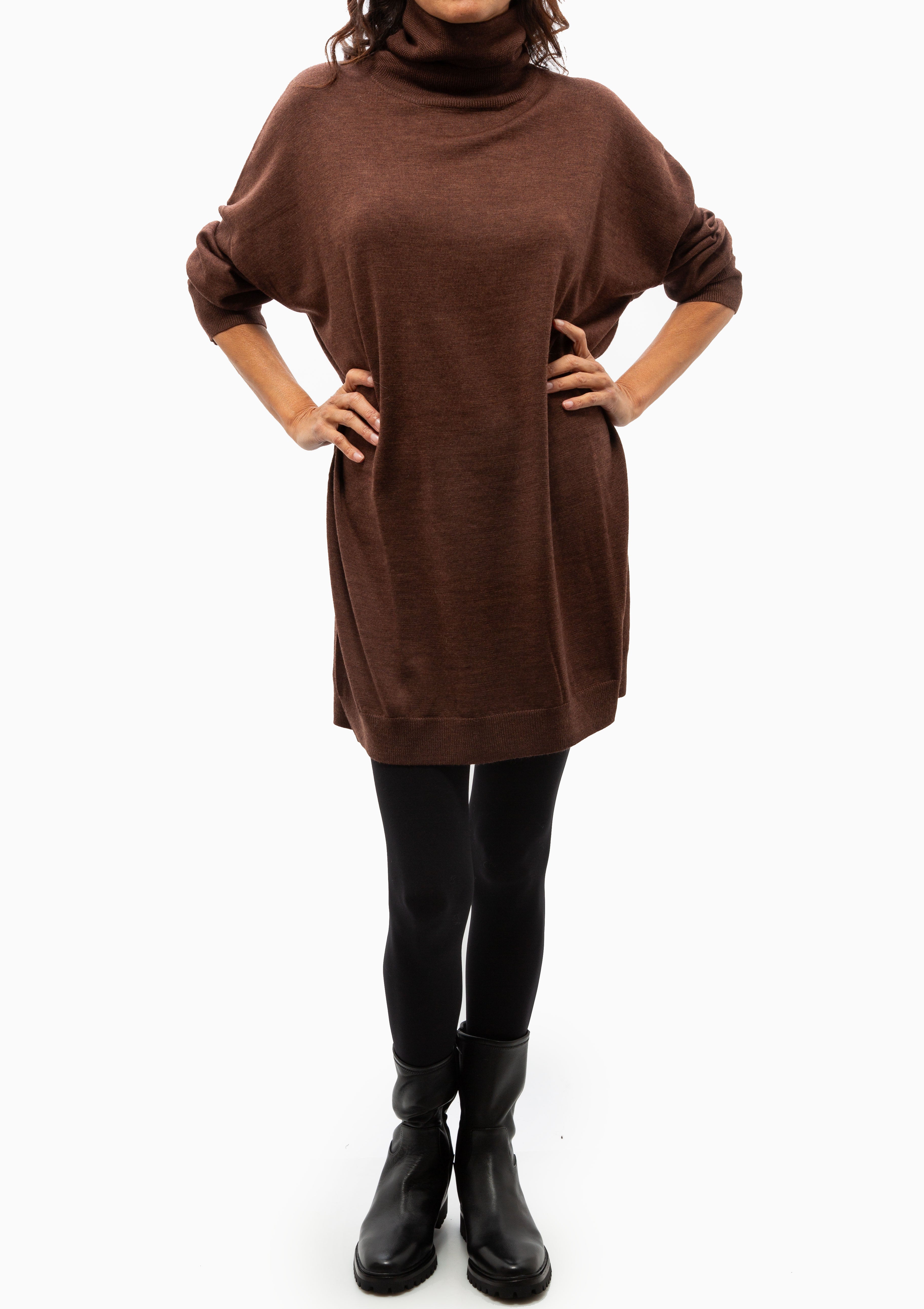 Milo High Neck Mini Dress | Cocoa Brown