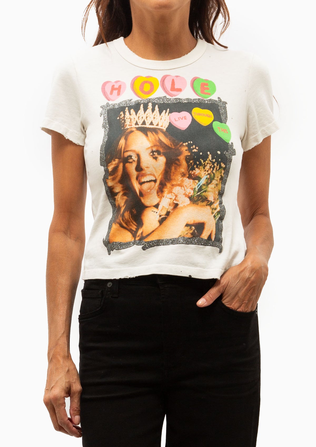 Hole Shrunken Mini Tee | Vintage White