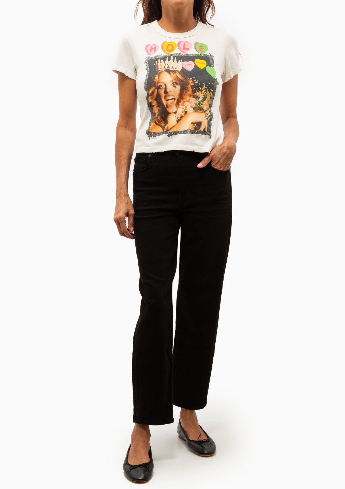 Hole Shrunken Mini Tee | Vintage White