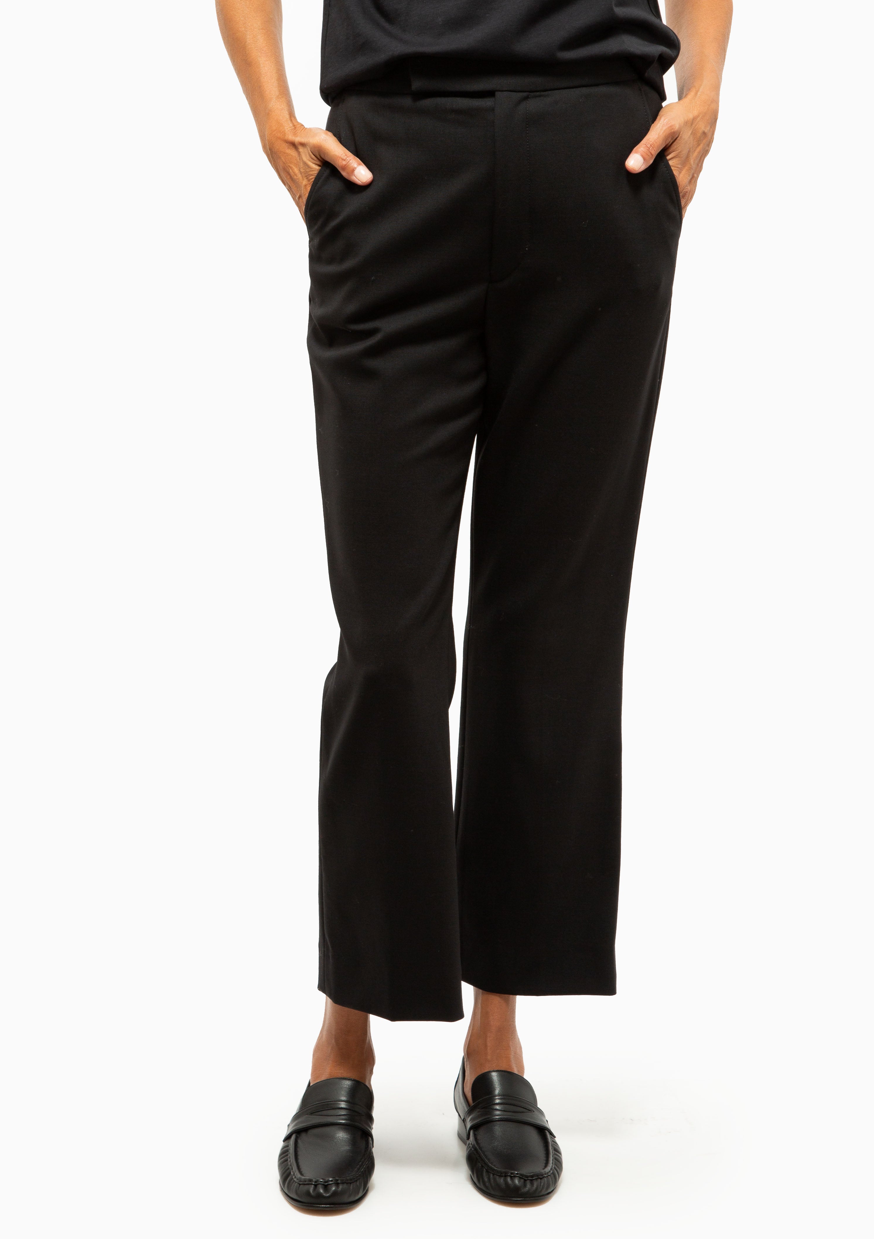 High Waisted Crop Trouser | Black