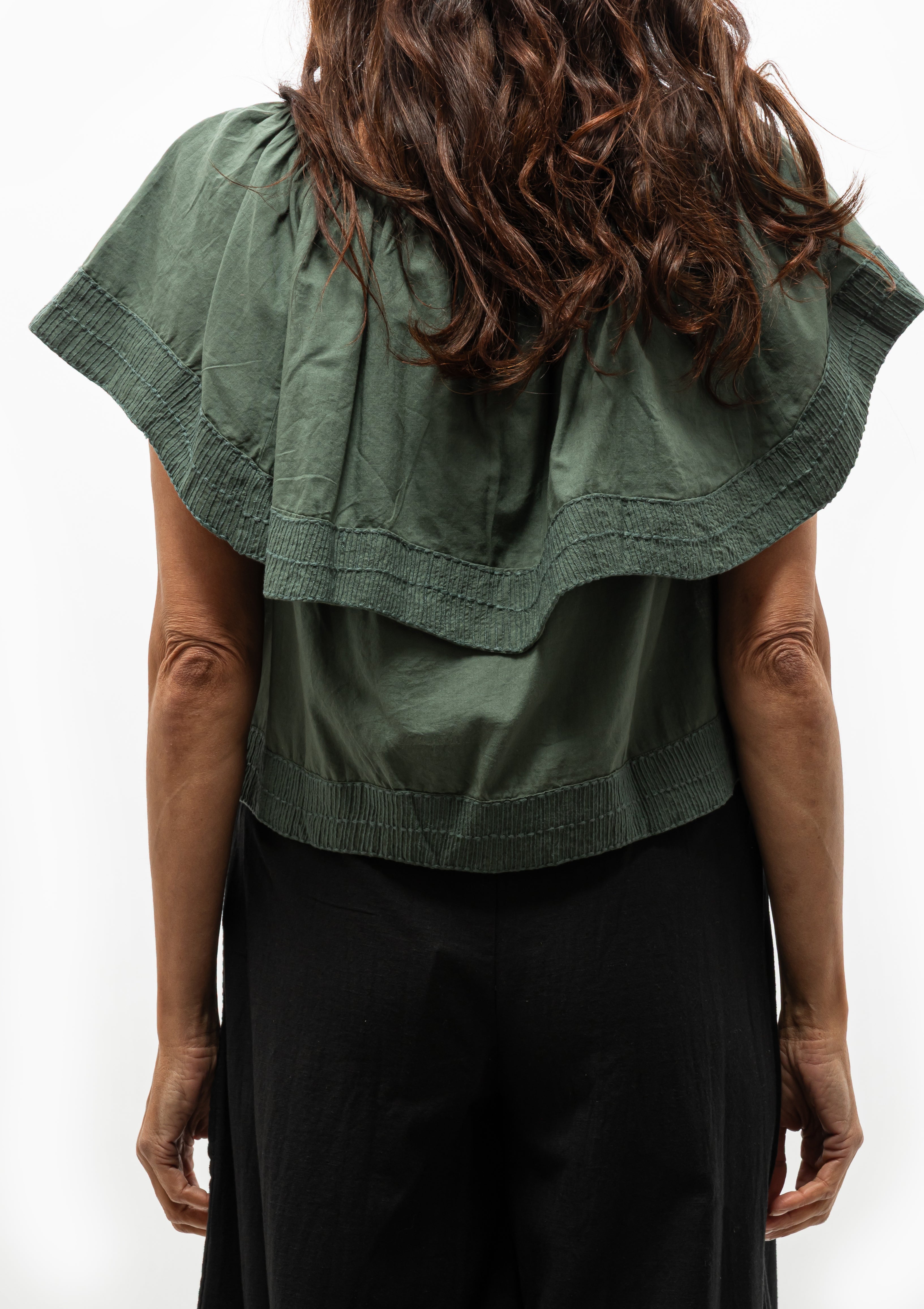 Mirth's Pondicherry Top in Verde Fossil is perfect with a Mirth Pant, jeans, or a skirt. Available at Diani Boutique.