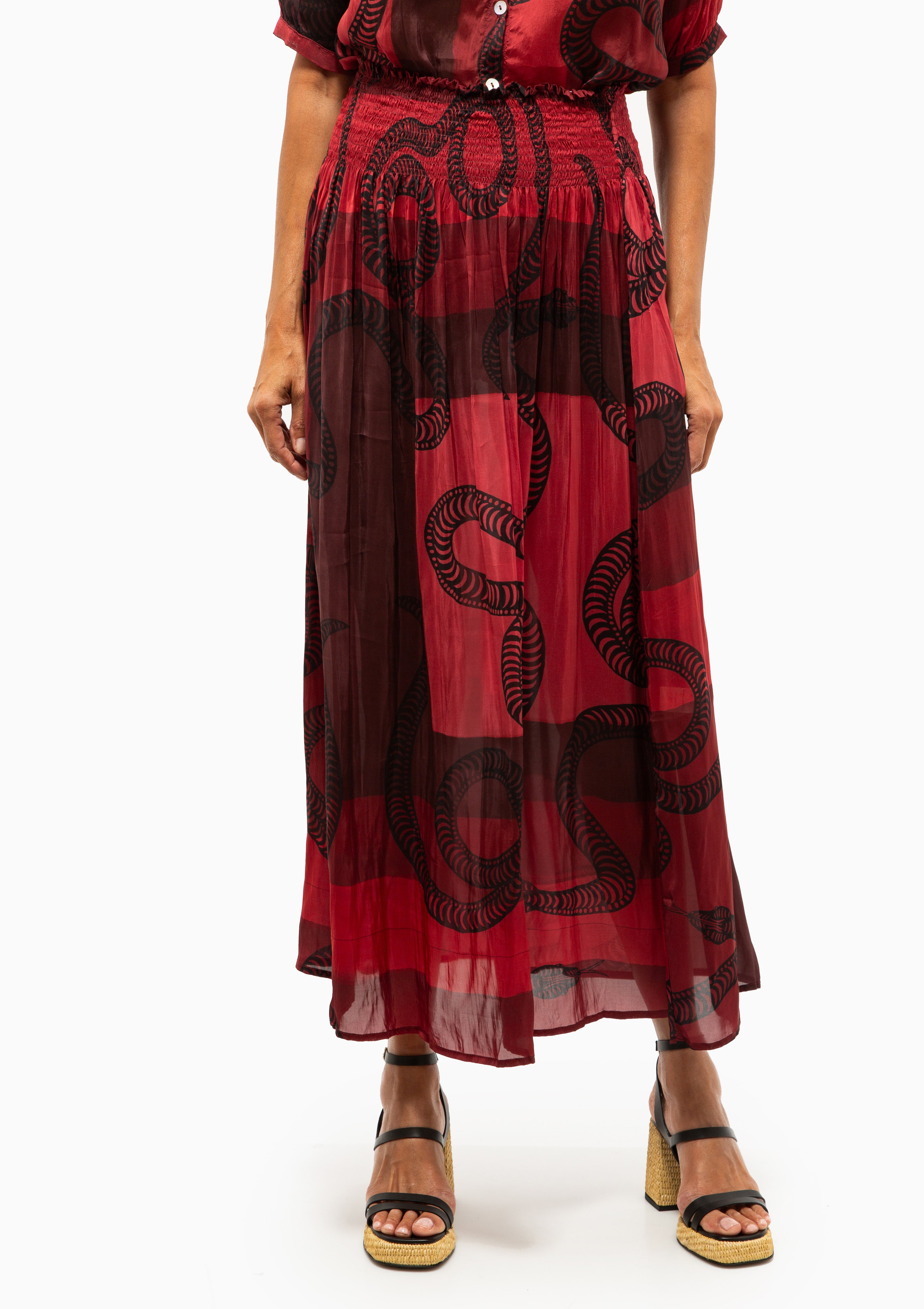 Bella Skirt | Ament Snake Oxblood