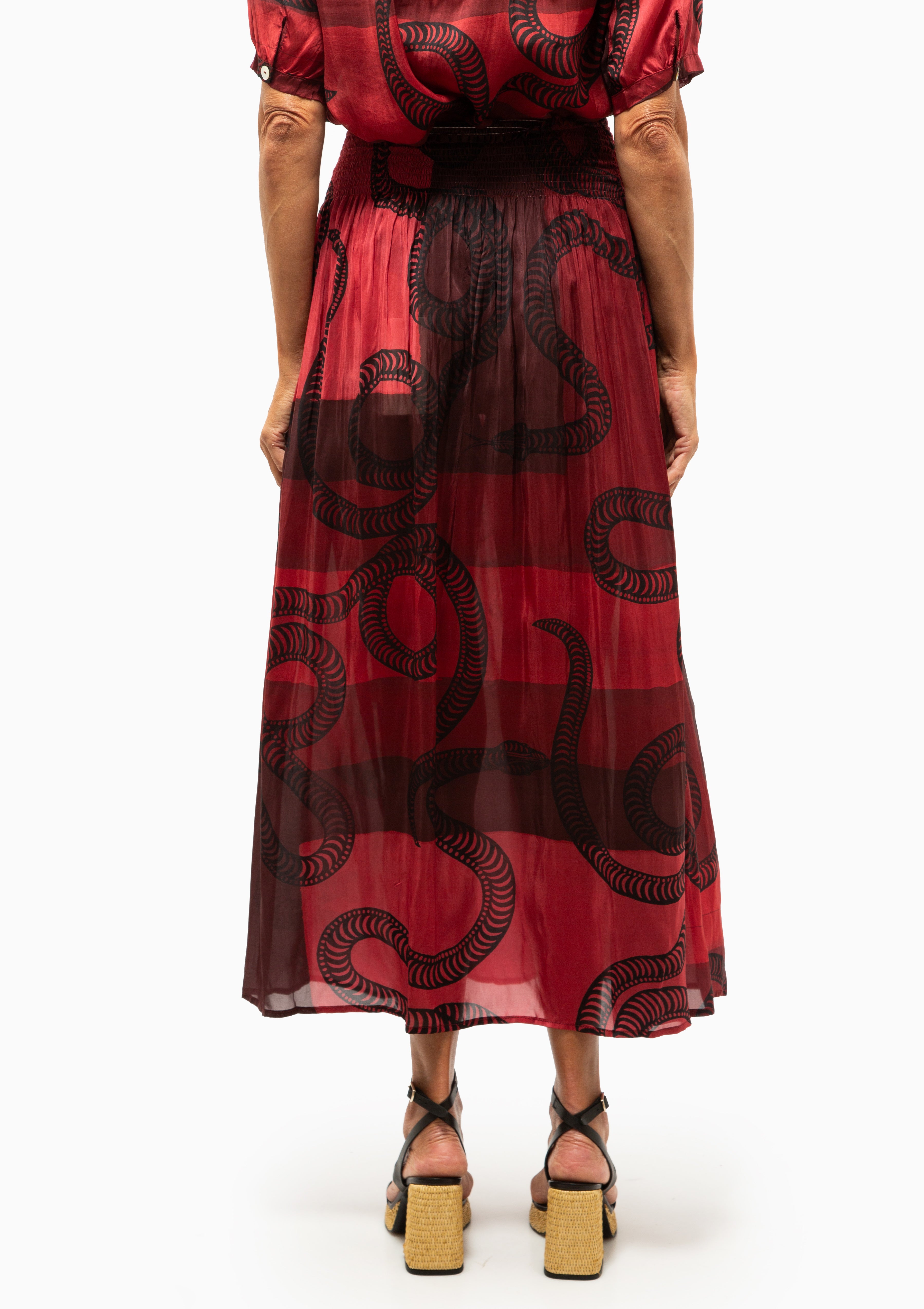 Bella Skirt | Ament Snake Oxblood