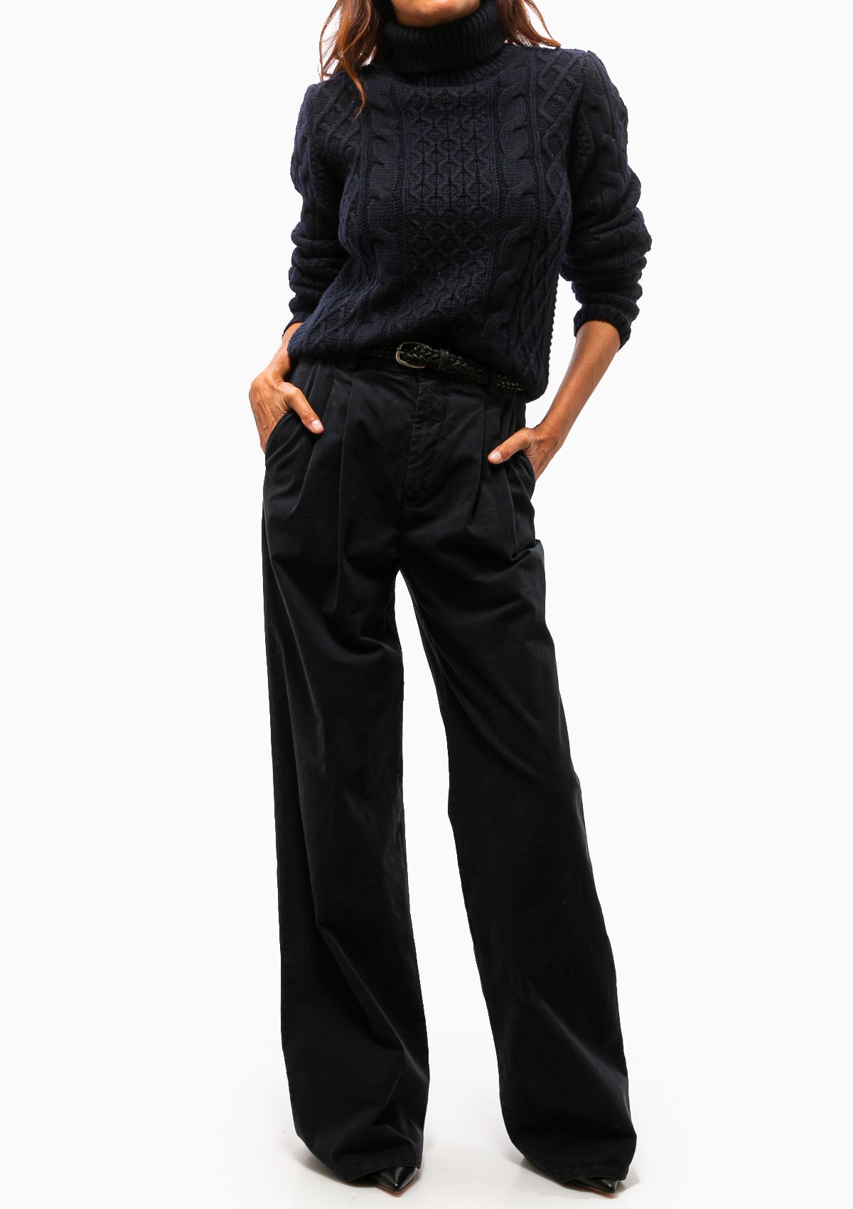 Nili Lotan Andria Sweater in Dark Navy Available at Diani.