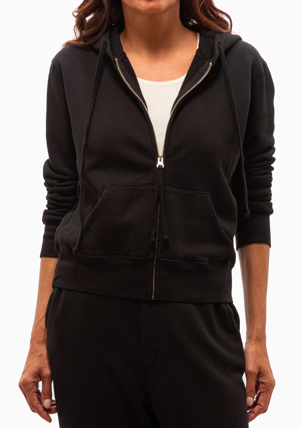 NILI LOTAN | Callie Zip Up Hoodie | Washed Black