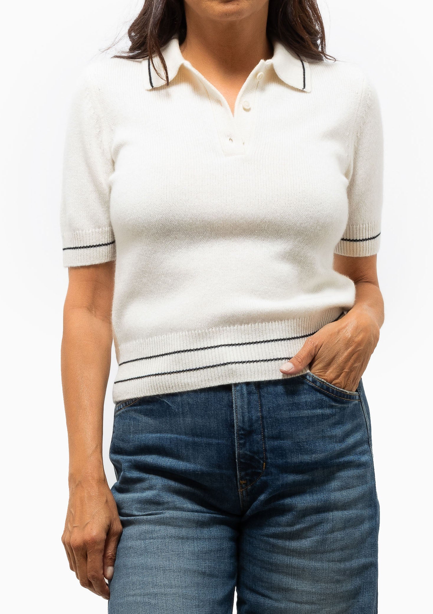 Carline Polo Sweater | Ivory