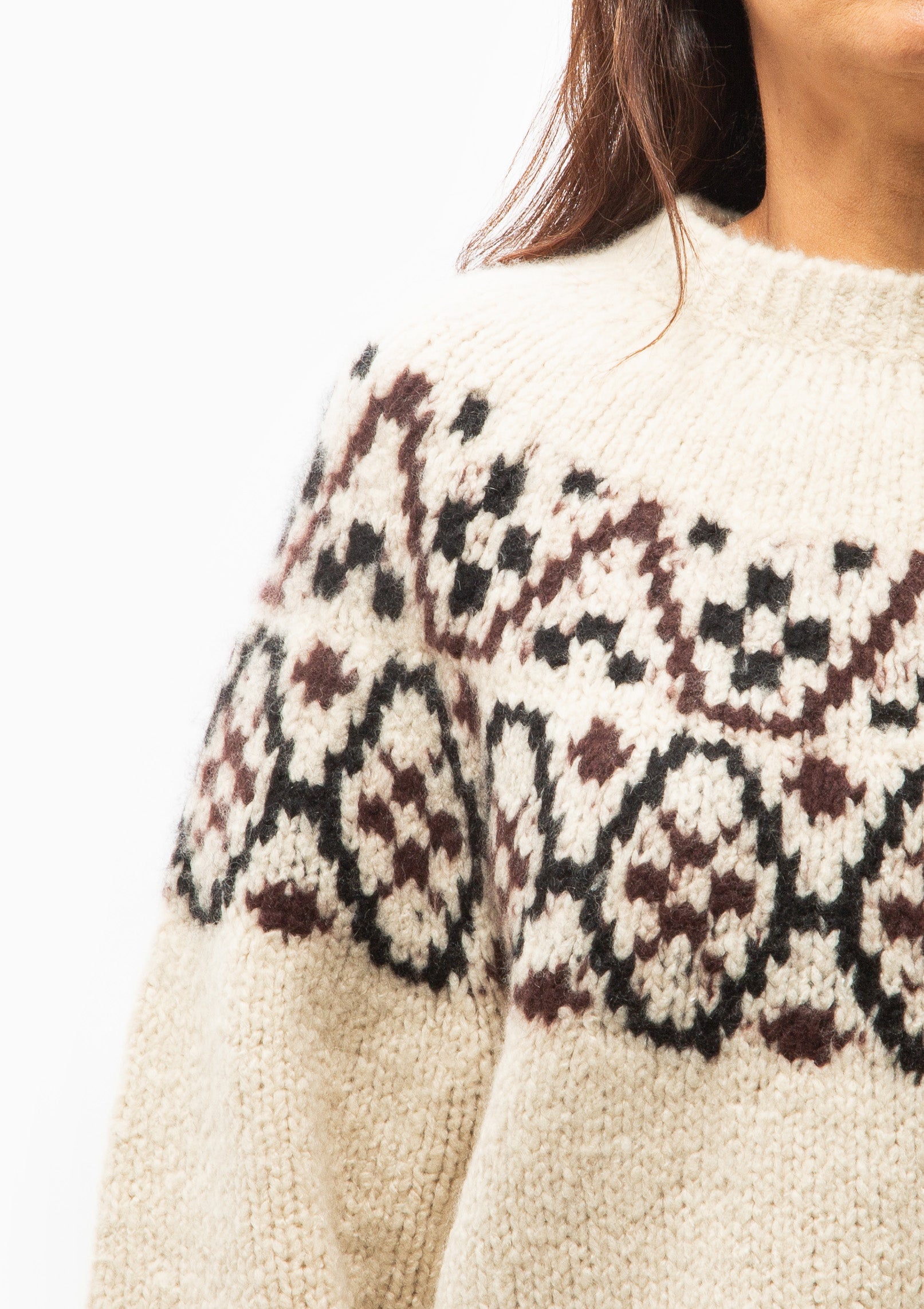 Chrissy Sweater | Beige Melange Fair Isle