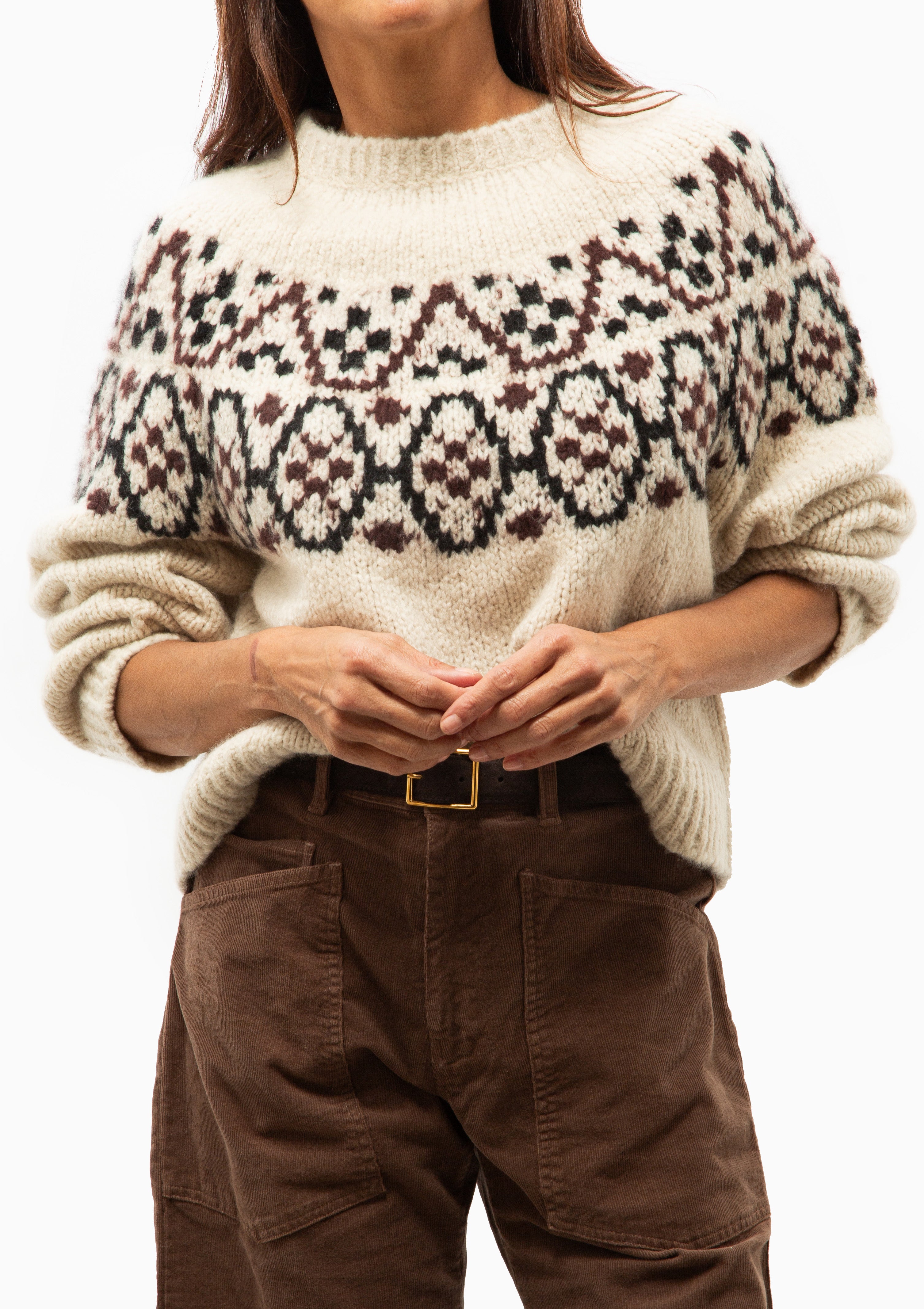 Chrissy Sweater | Beige Melange Fair Isle