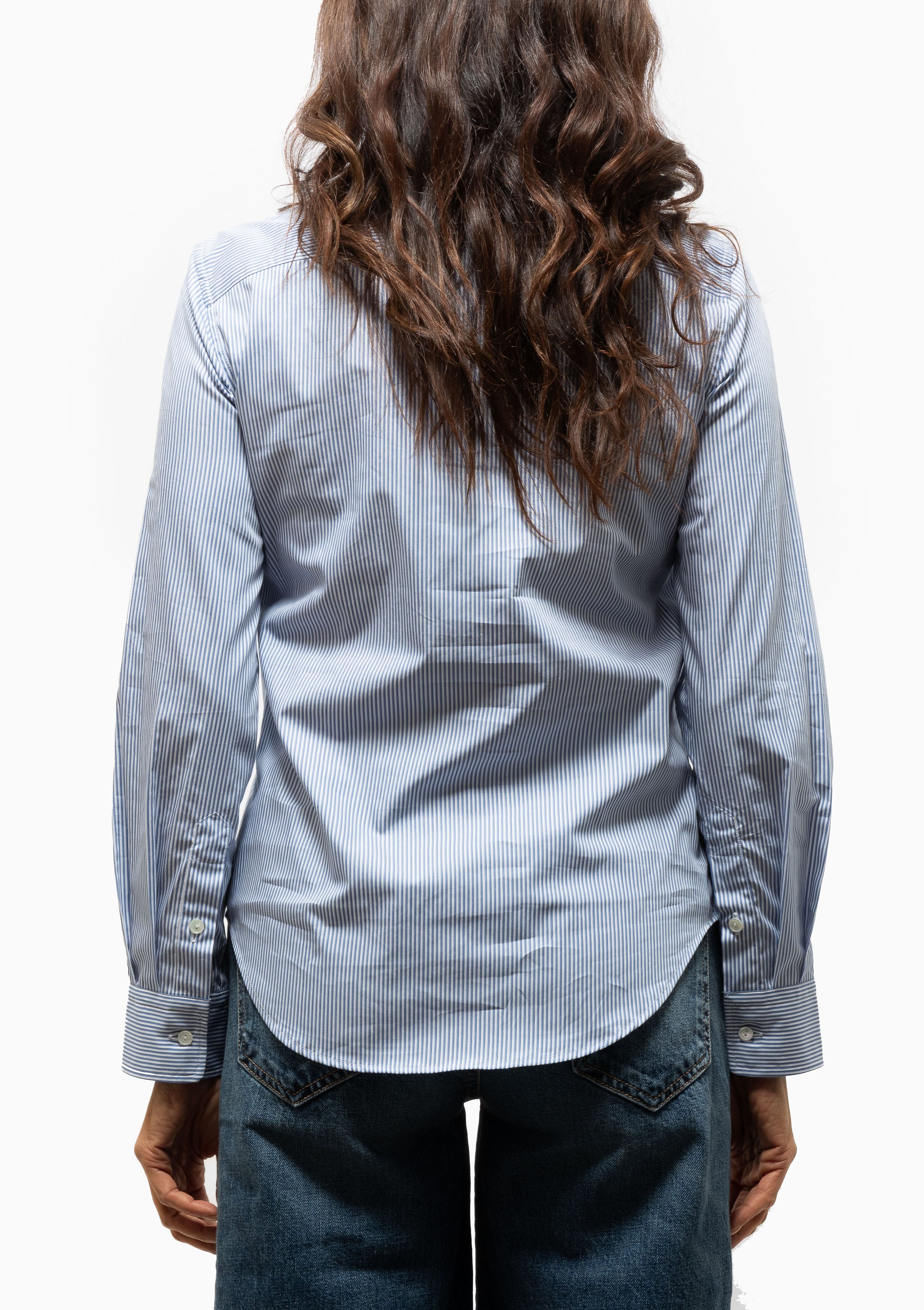 Dyllan Shrunken Shirt | Ivory/Blue Stripes