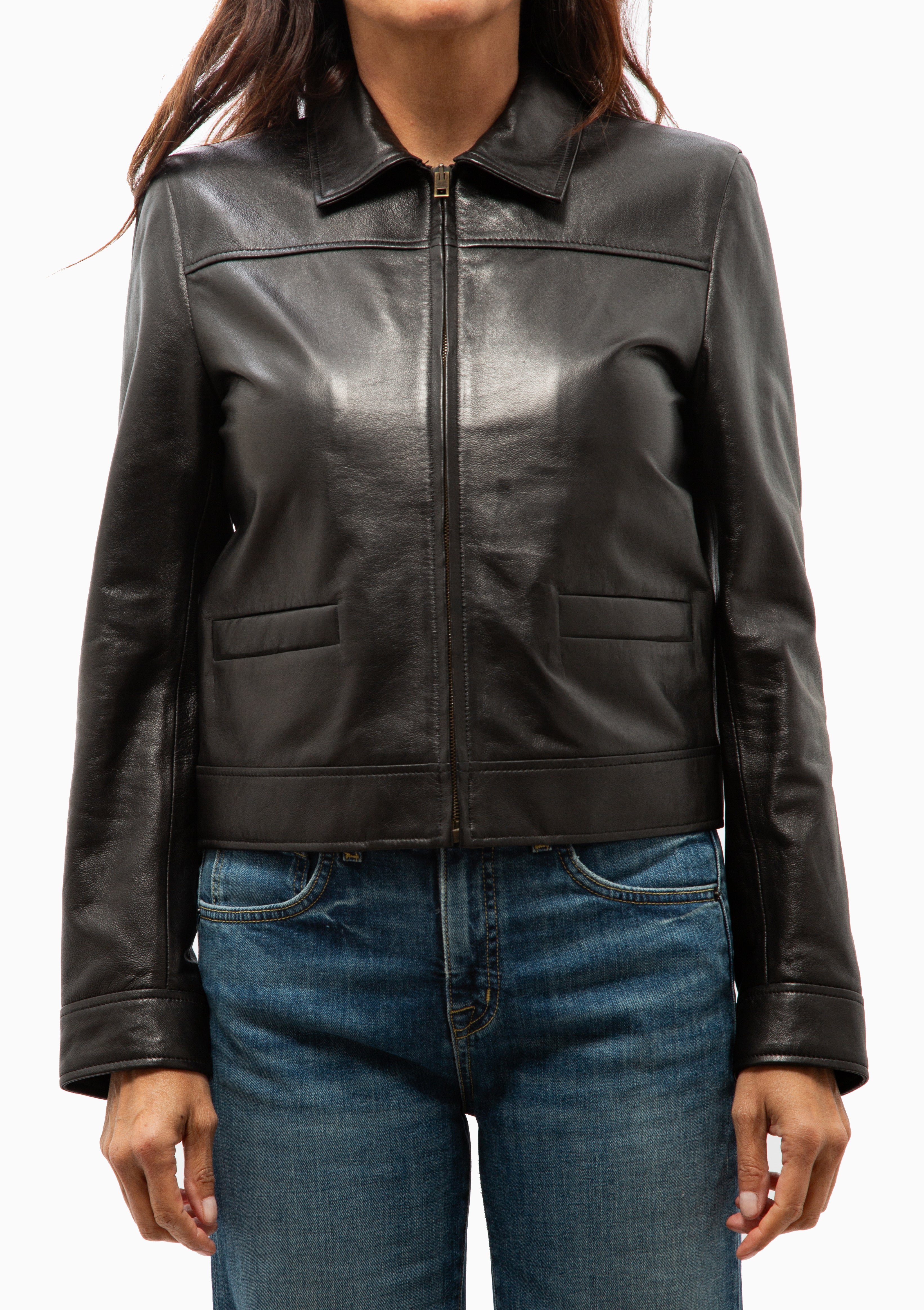 Nili Lotan Black Freddie Leather Jacket. Available at Diani.