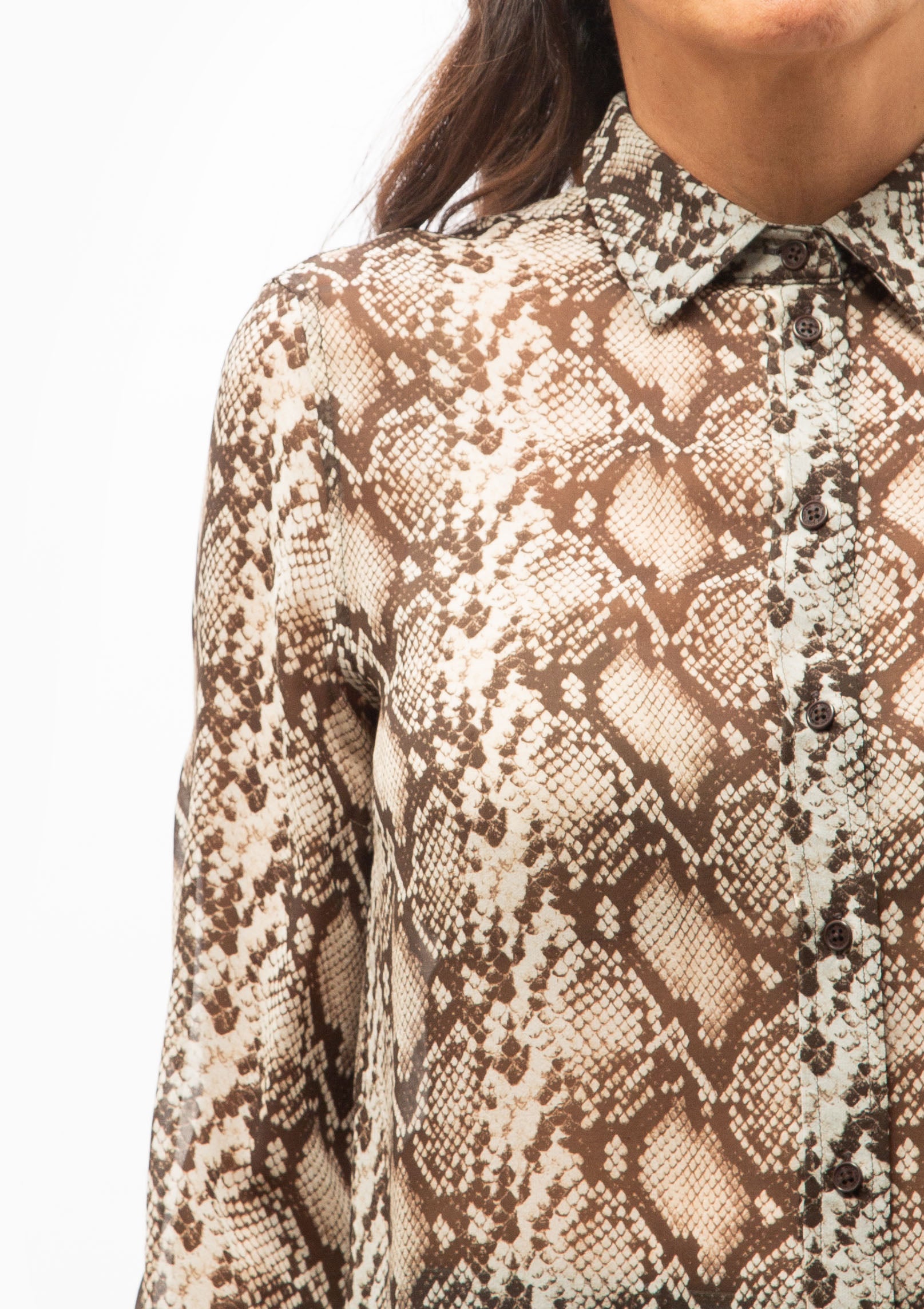 Gaia Slim Shirt | Stone/Brown Snake Print