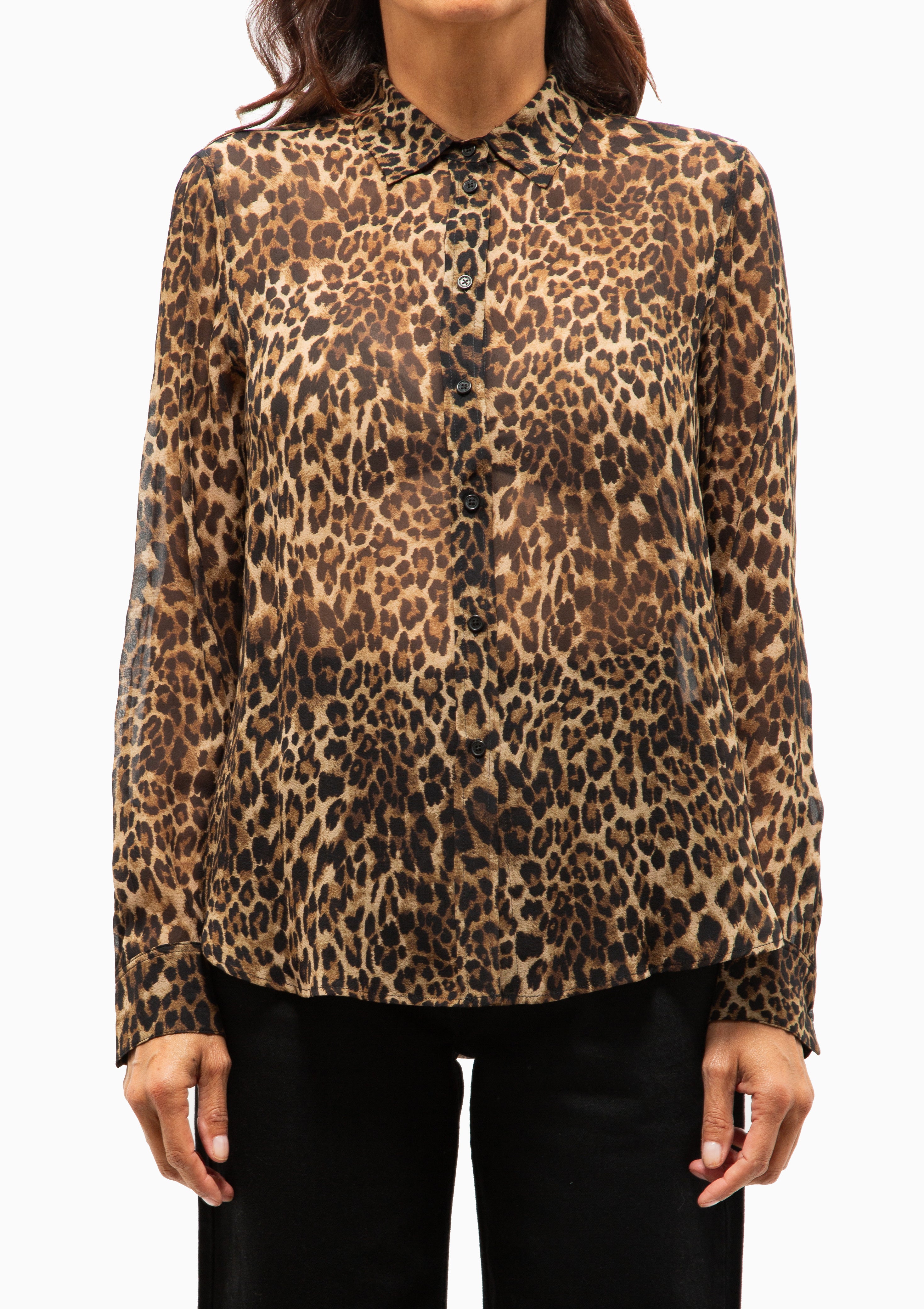 Gaia Slim Shirt | Vintage Leopard Print