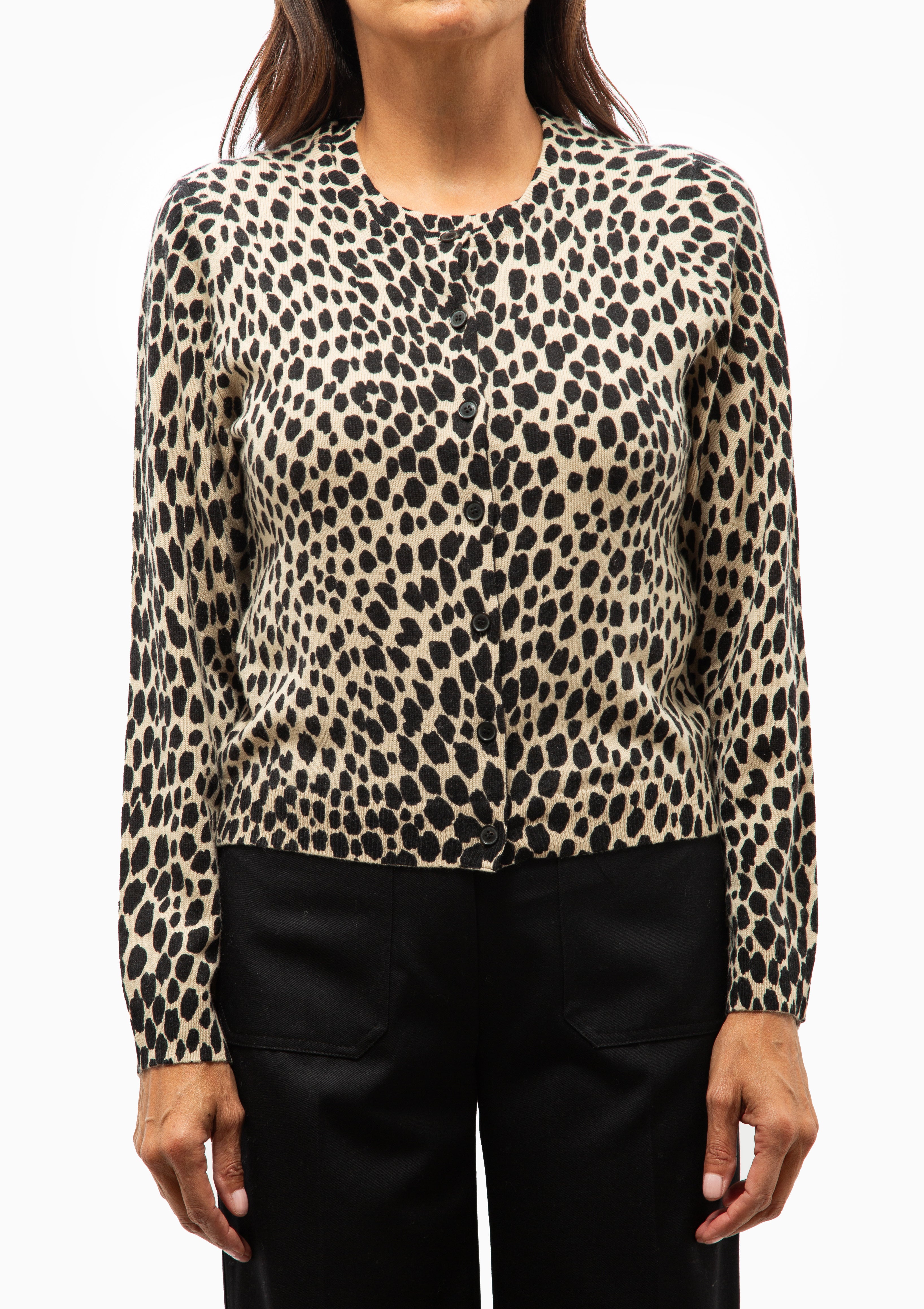 Keelah Cardigan  | Taupe/Black Cheetah