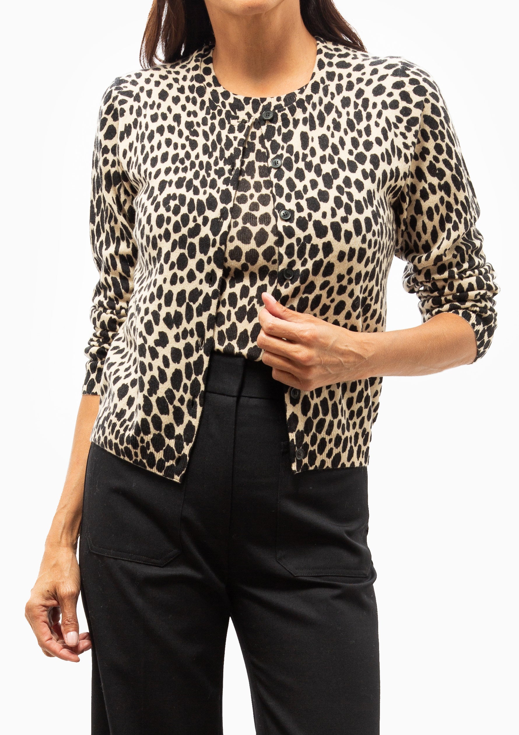 Keelah Cardigan  | Taupe/Black Cheetah